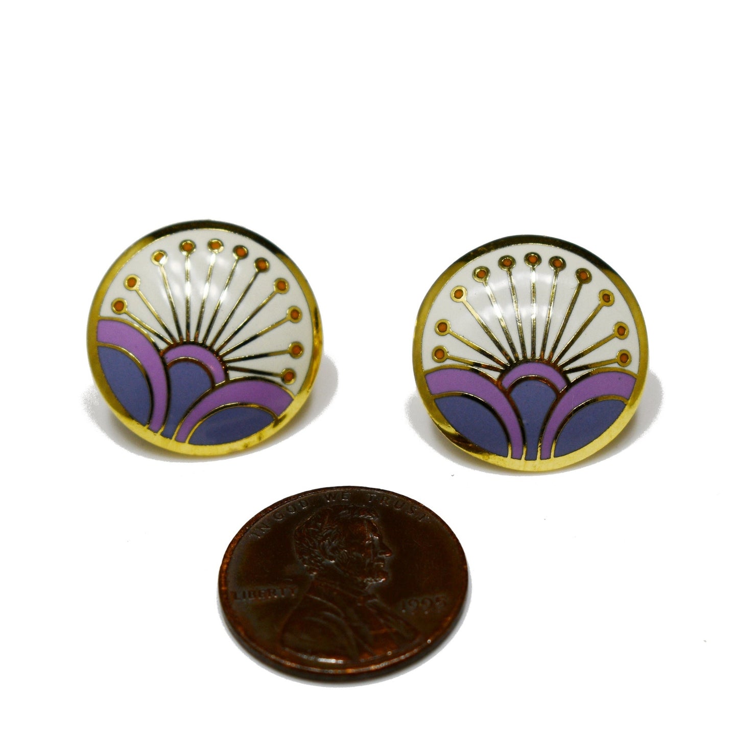 Laurel Burch "Kirin" Cloisonne Earrings, Gold Plated, 1980s Vintage Jewelry
