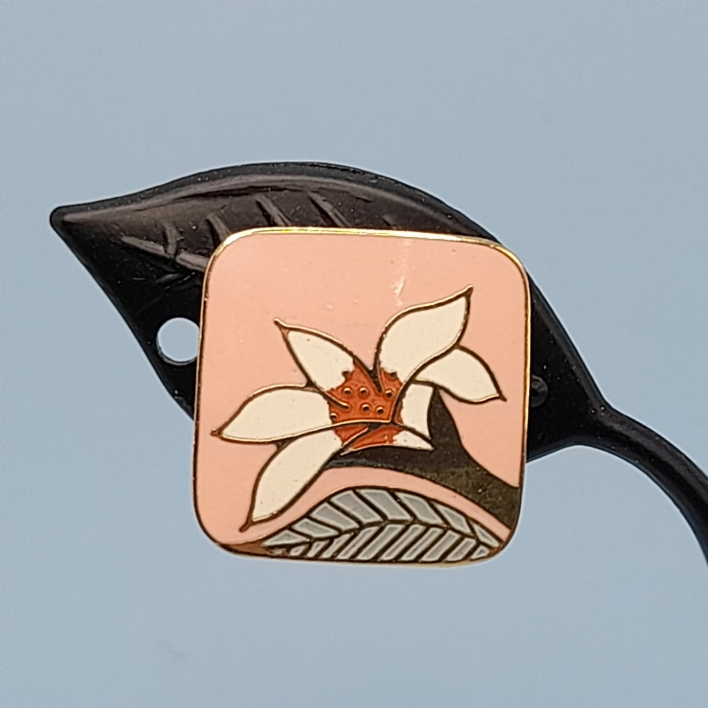 Vintage Laurel Burch Pink Enamel Wild Lily Clip Earrings