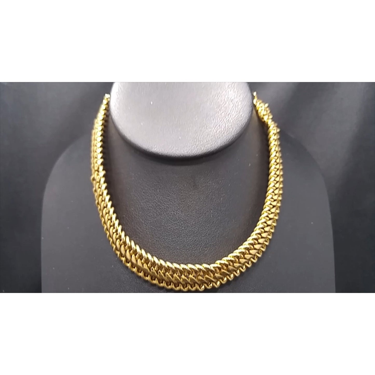 Vendome Interlocking Chain Choker Necklace, Gold Plated, 15 Inches, 1950s Vintage Jewelry
