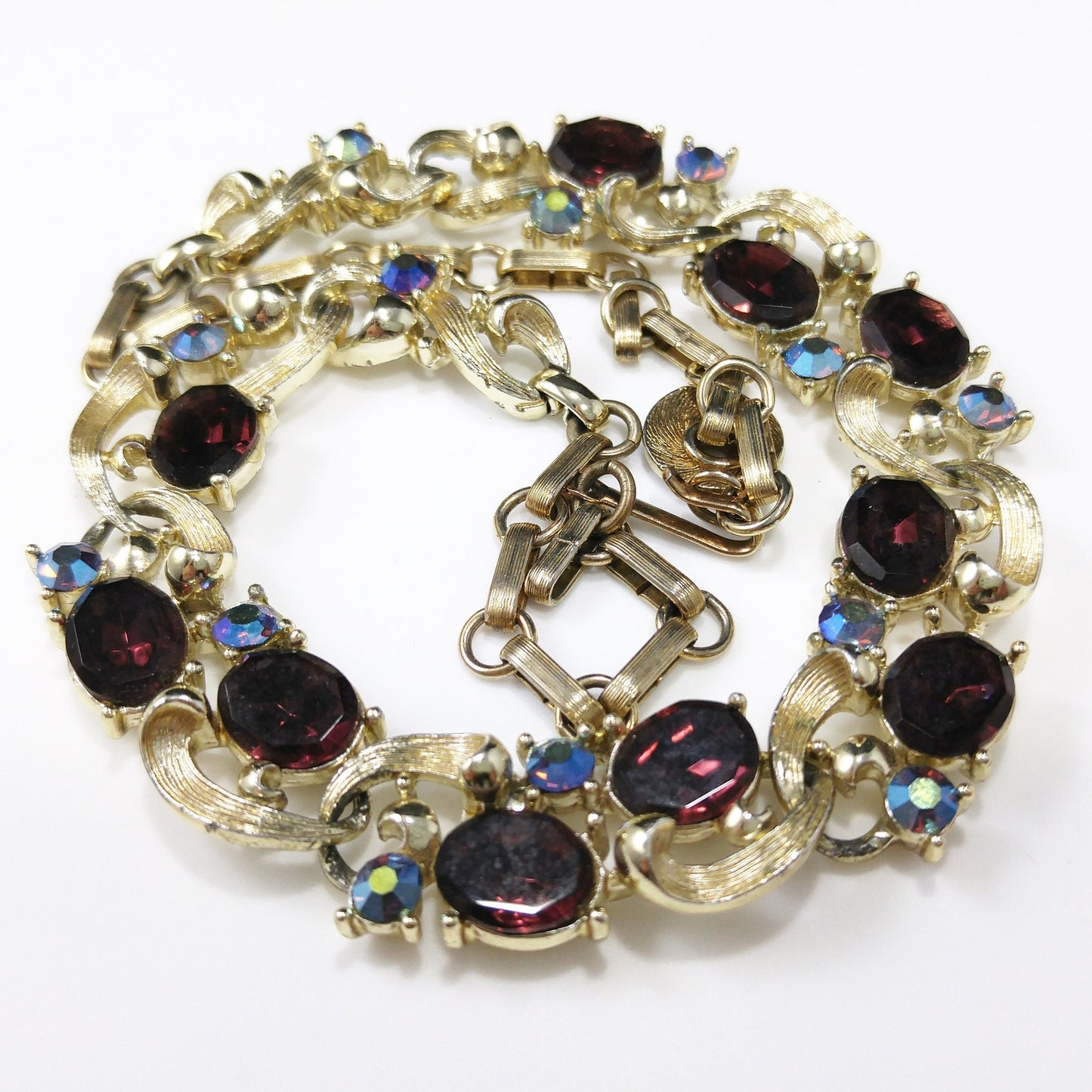 Vintage Lisner Purple Rhinestone Choker Necklace, 1960s Vintage Jewelry