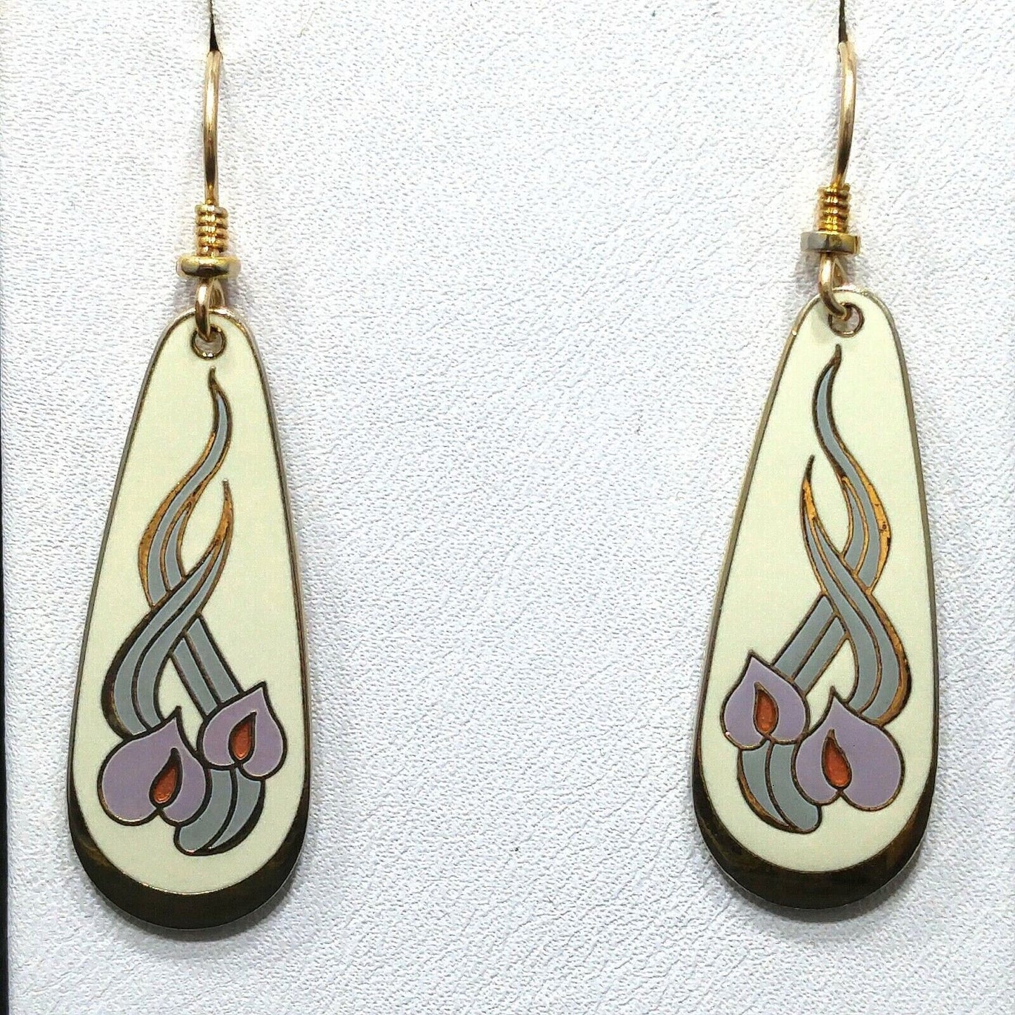 Vintage Laurel Burch "Wild Anthurium" Dangle Earrings, Gold Plated, 1980s