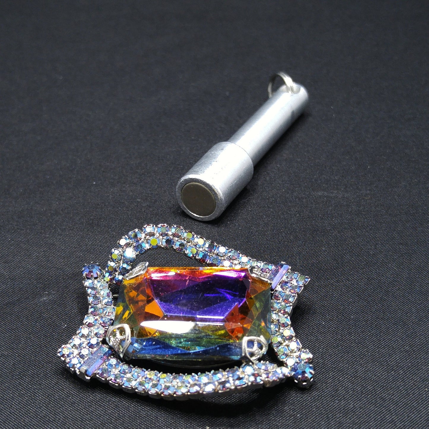 Large Watermelon Rhinestone Brooch, Mid-Century Modern, 1960s Vintage Jewelry