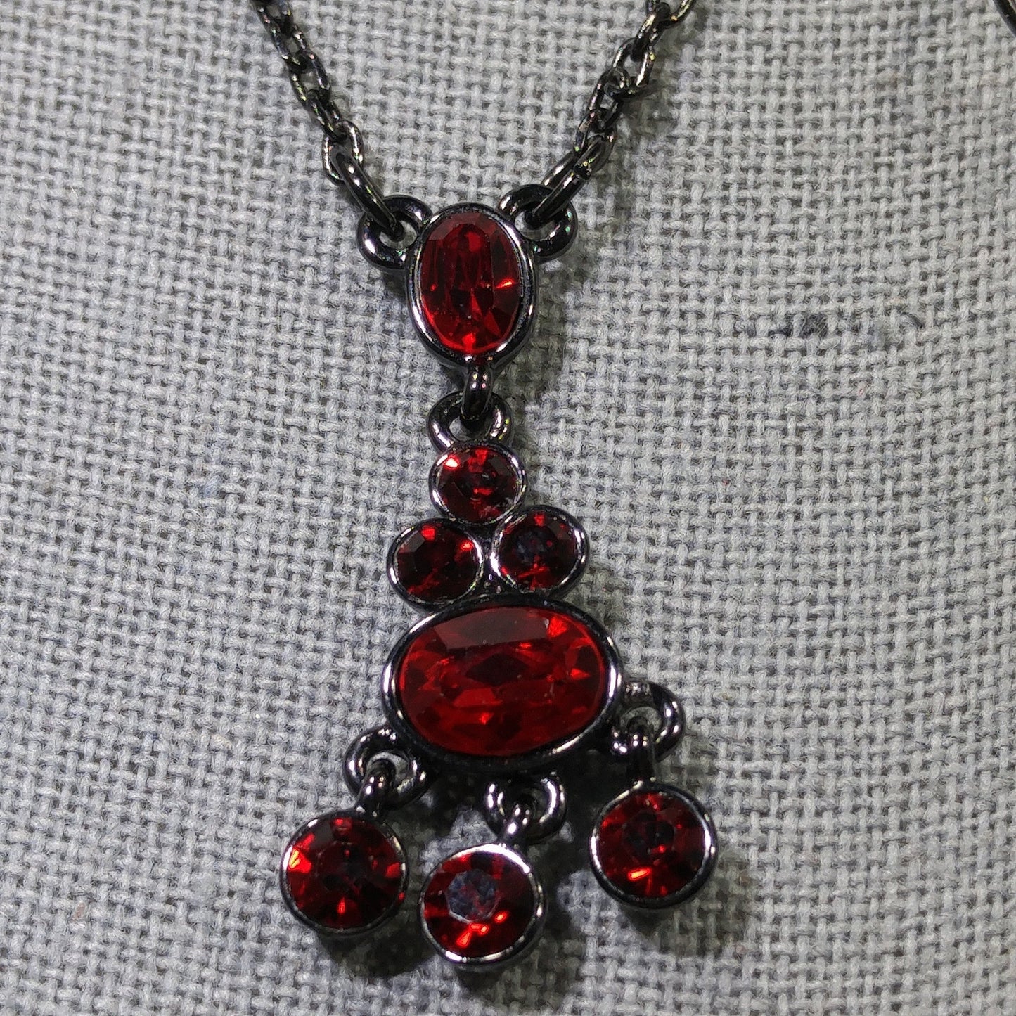 Givenchy Red Rhinestone Jewelry Set, Necklace, Bracelet & Earrings, Vintage