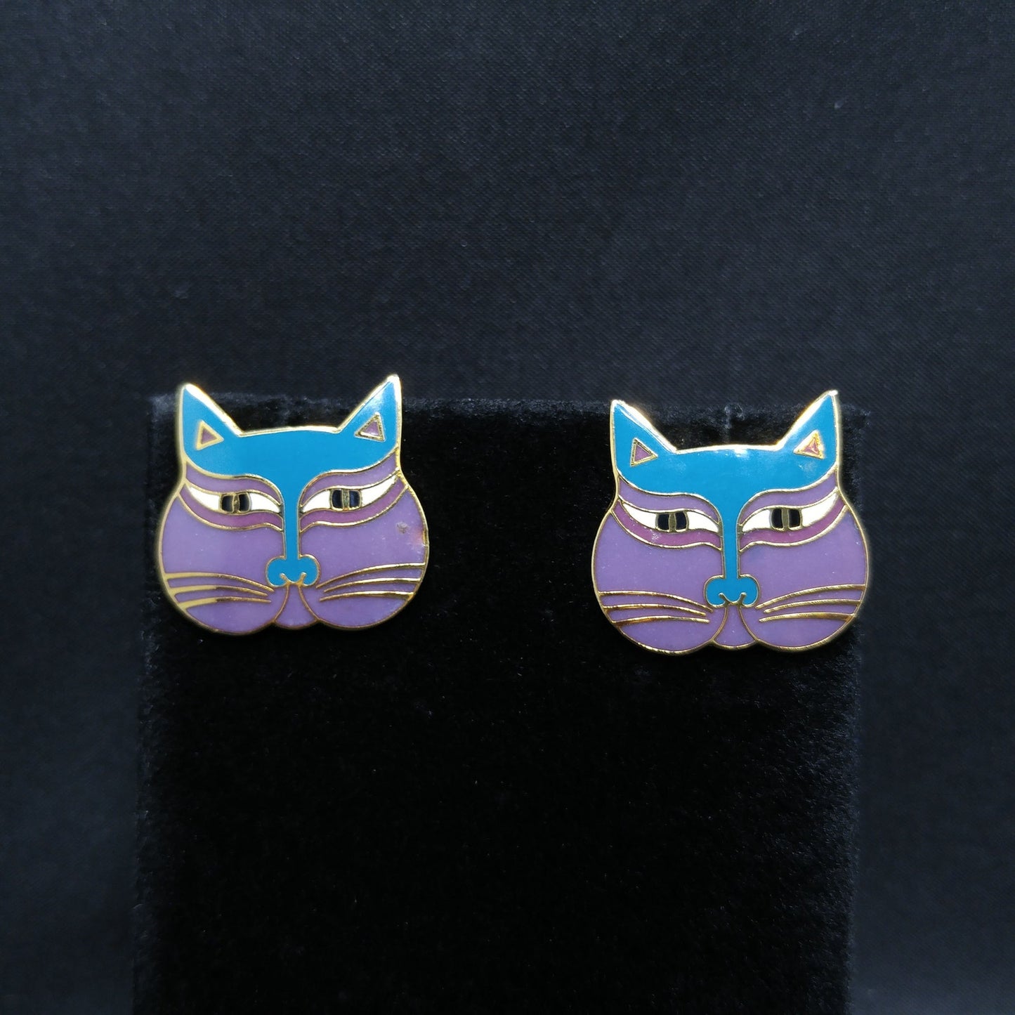 Laurel Burch "Siamese Cats" Post Earrings, 1980s Vintage Jewelry