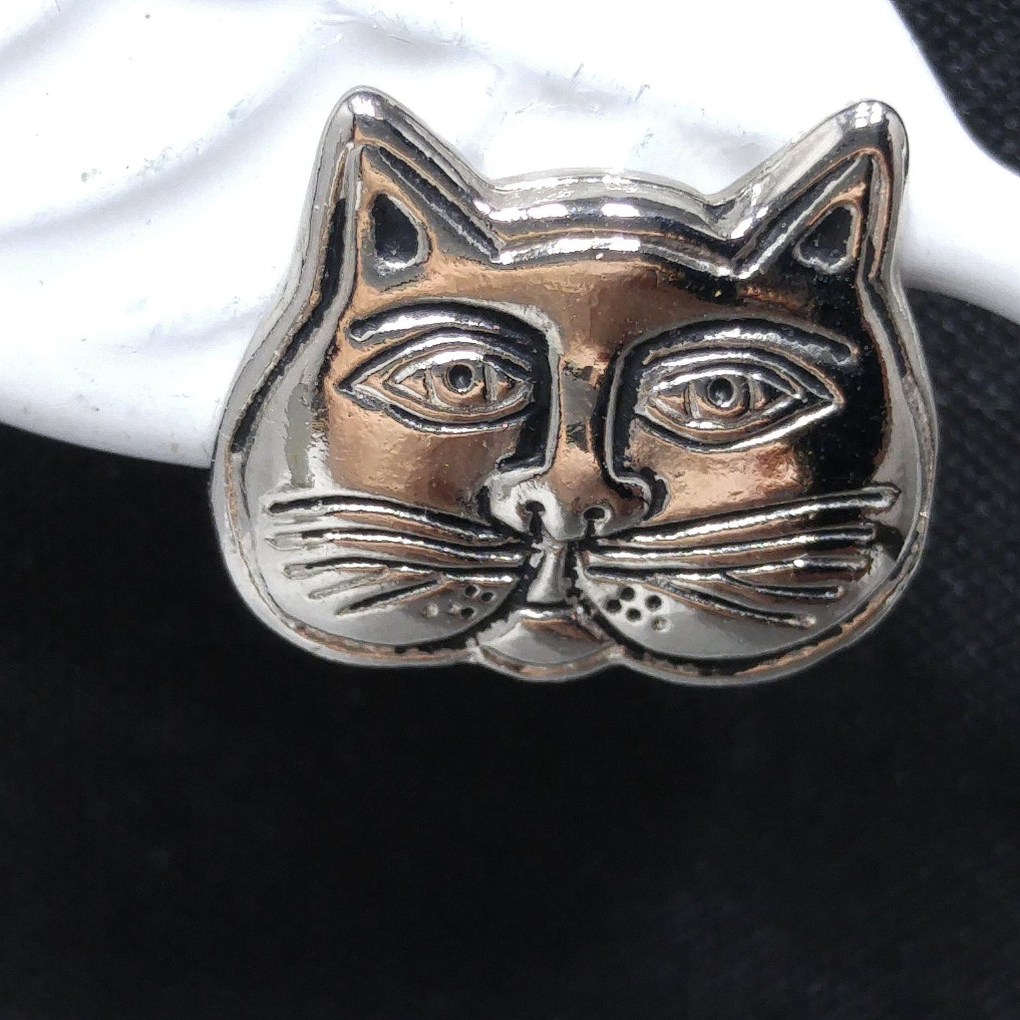 Laurel Burch Cat Brooch & Earrings, Rhodium Plated, 1980s Vintage Jewelry