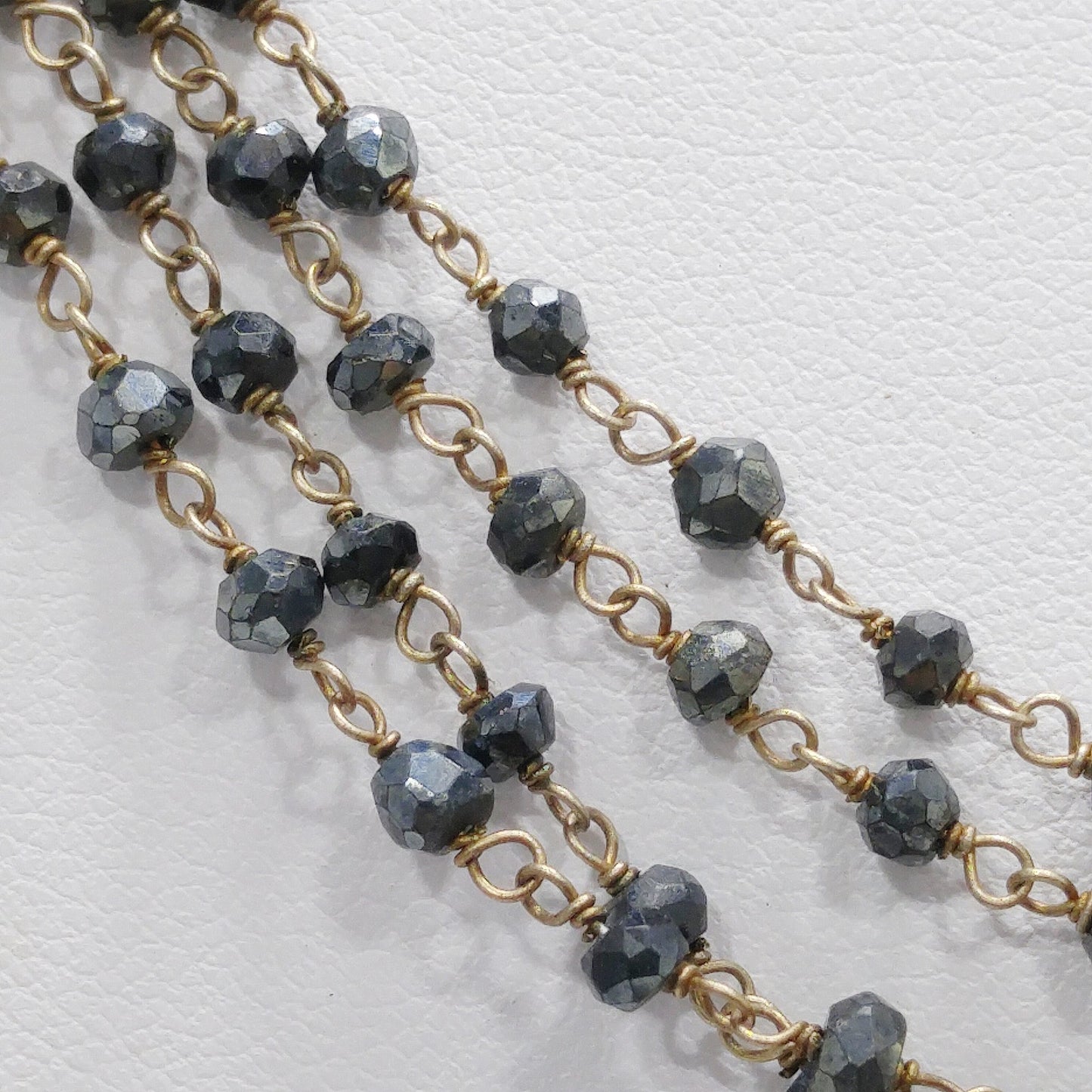 Hand Cut Crystal Wire Wrapped Necklace, Four Strands, Gold Silver Flowers, 1940s Vintage Jewelry