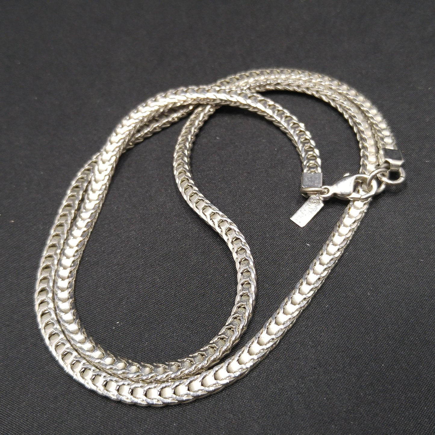 Monet Wheat Chain Necklace, Rhodium Plated, 24 Inches, 1980s Vintage Jewelry