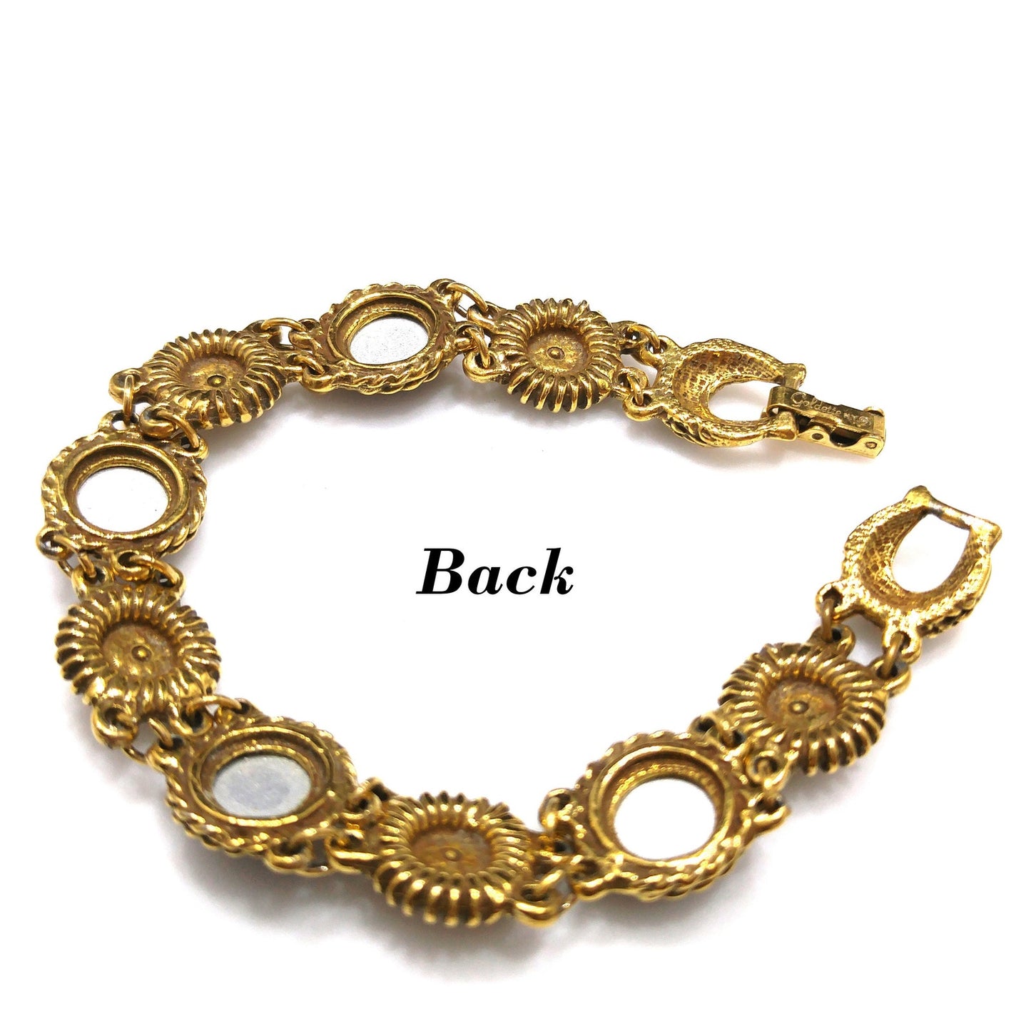 Goldette Light Topaz Rhinestone Link Bracelet, Lucite Rhinestones, 1960s Vintage Jewelry