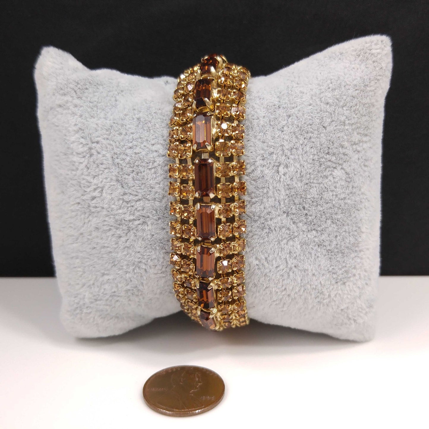 Vintage Rhinestone Jewelry Set: Necklace Bracelet Earrings, 1960s
