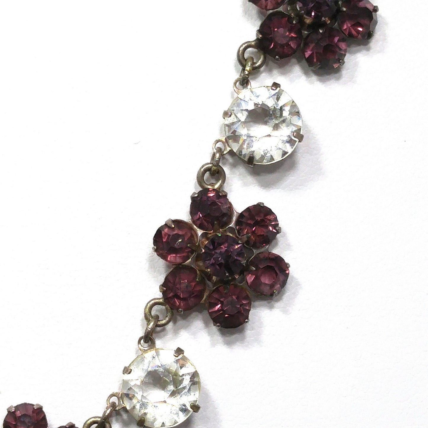 Vintage Sterling Art Deco Necklace, Open Back Czech Glass Stones, 1920s Vintage Jewelry