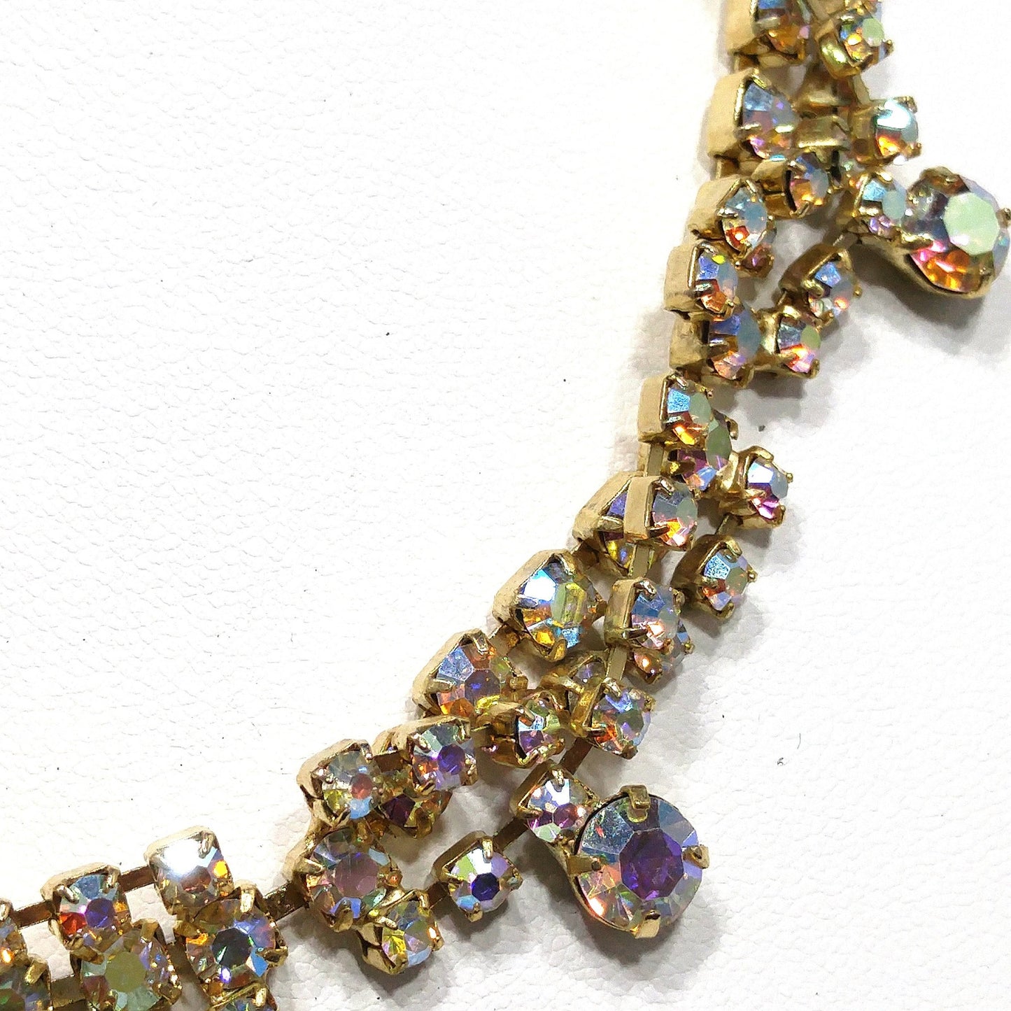 Aurora Borealis Rhinestone Choker Necklace, 1960s Vintage Jewelry