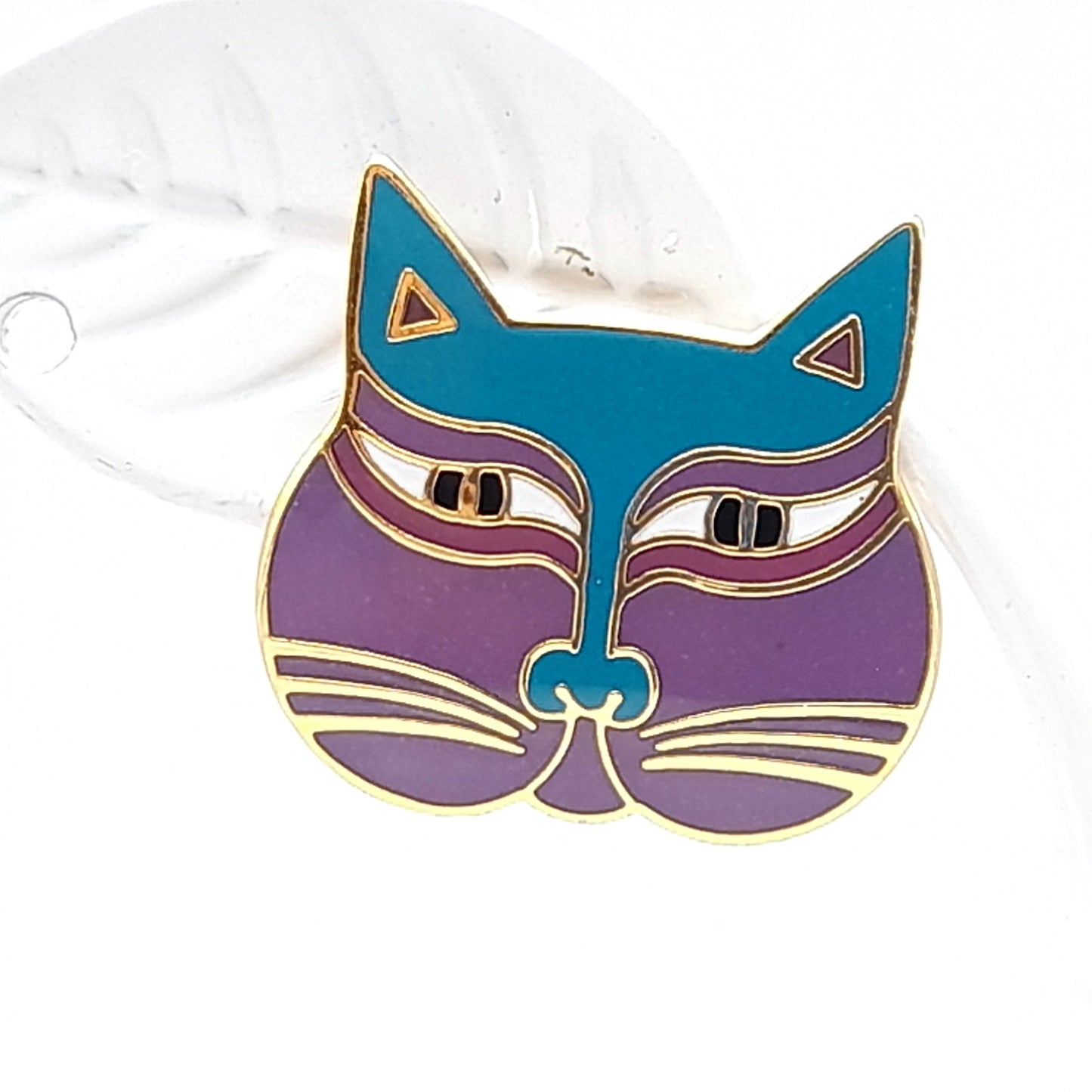 Vintage Laurel Burch Siamese Cats Purple Face Post Earrings