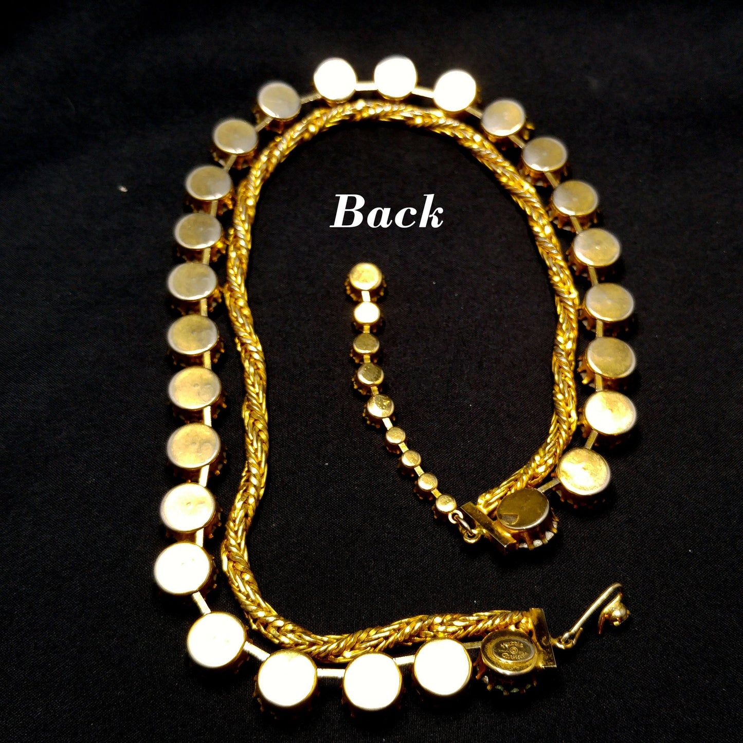 Hattie Carnegie Gold Rhinestone Necklace, Rope Chain Aurora Borealis, 1960s Vintage Jewelry