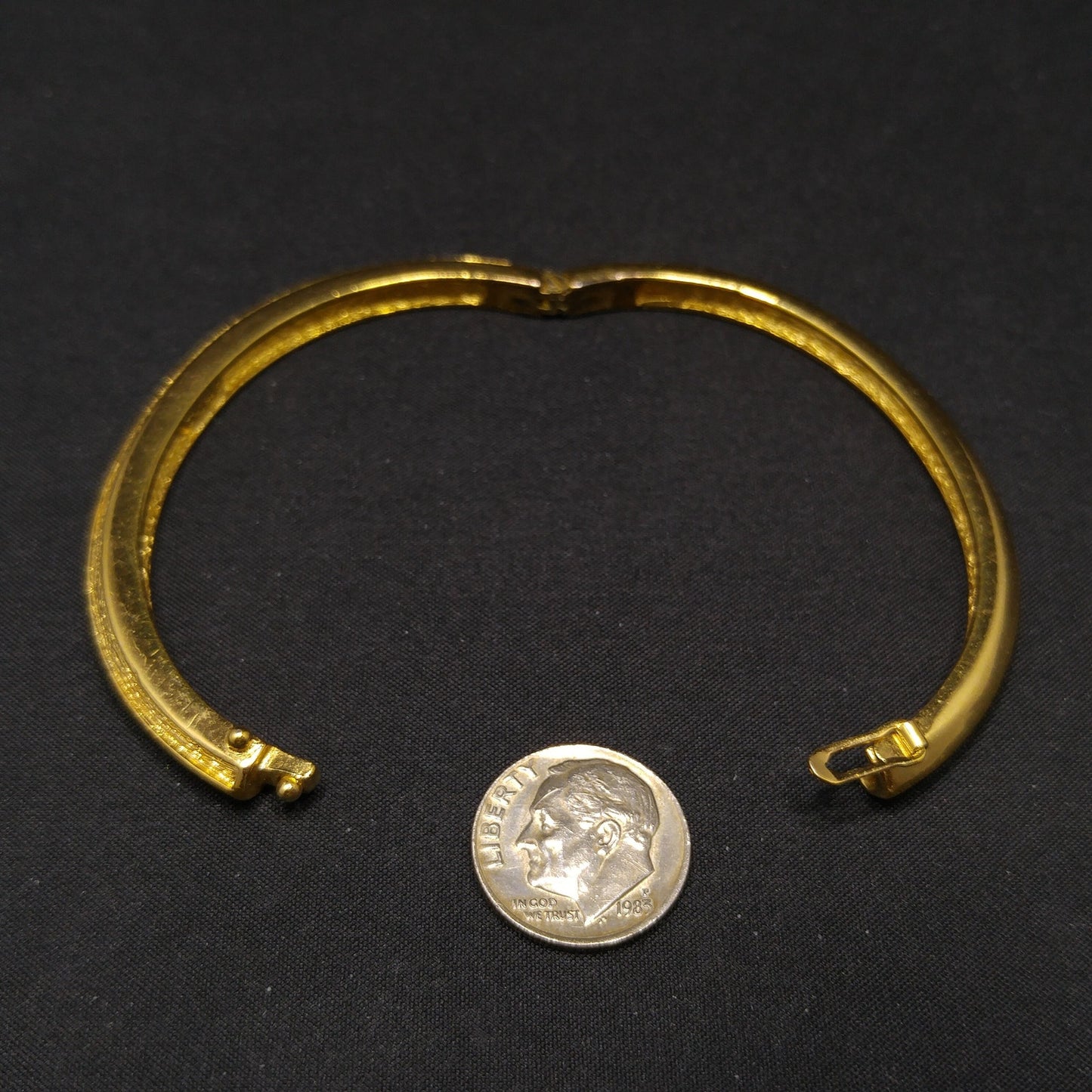 Vintage Christian Dior Clear Rhinestone Hinged Bracelet, Gold Plated