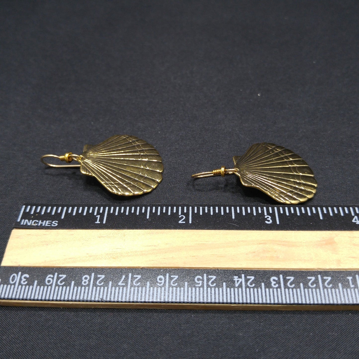 Laurel Burch Seashell Dangle Earrings, Gold Plated, Gold Filled Ear Wires, 1980s