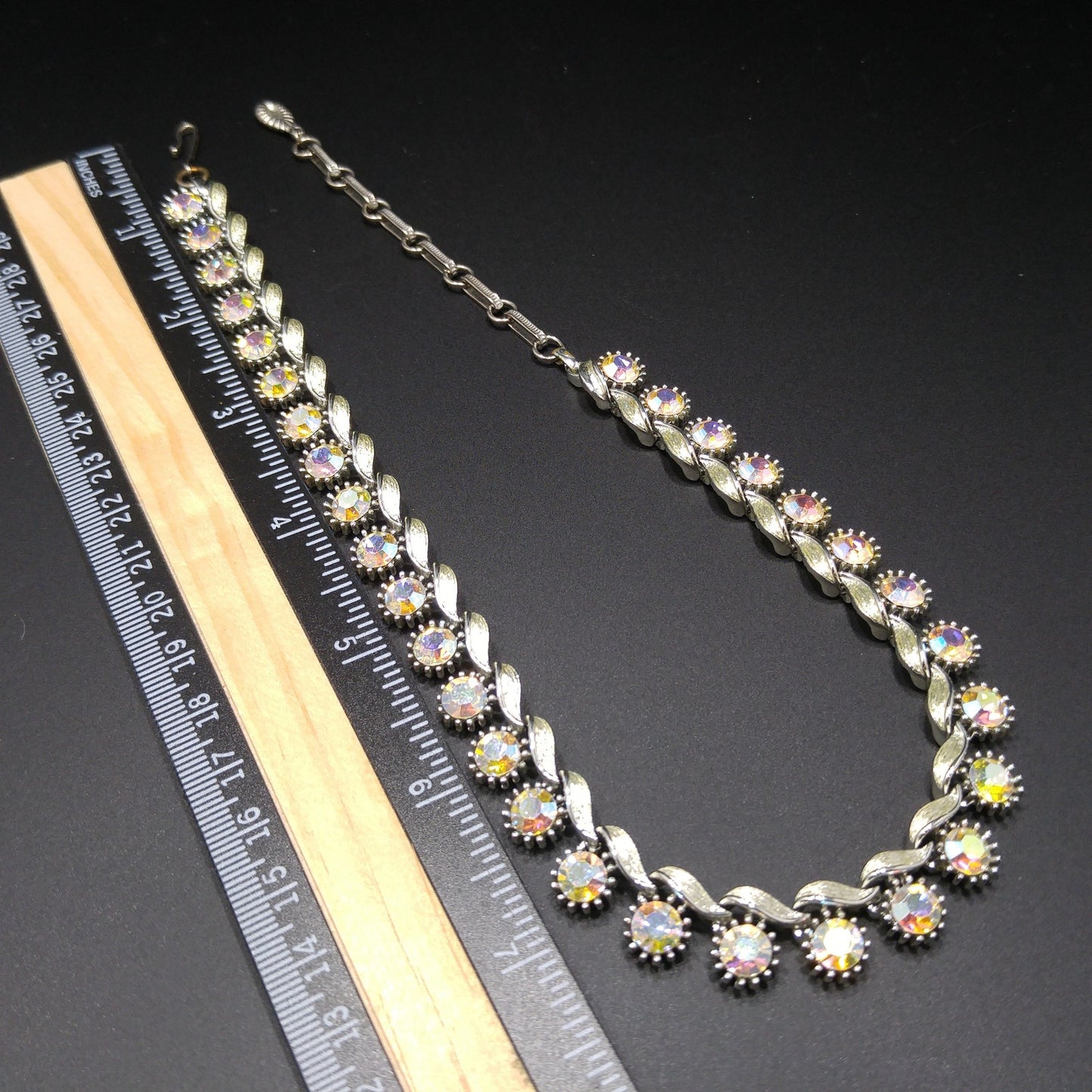 Lisner Aurora Borealis Rhinestone Necklace, 1960s Vintage Jewelry