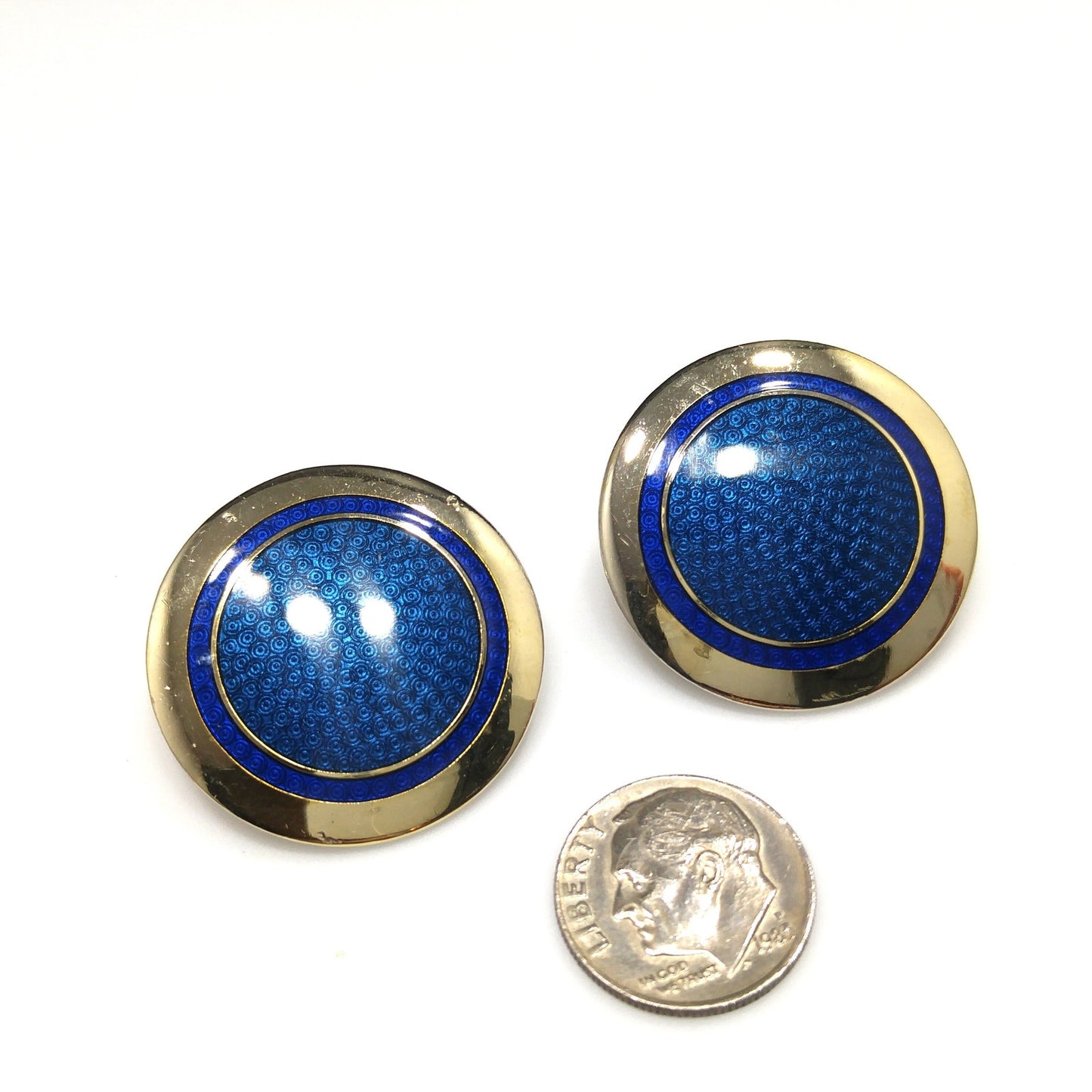 Laurel Burch "Victoria" Clip Earrings, Blue Enamel, Gold Plated, 1980s Vintage