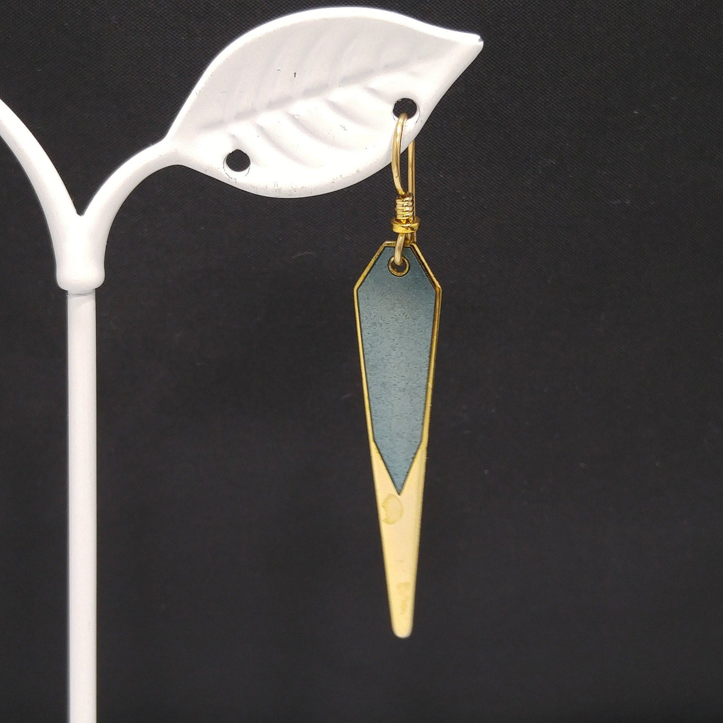 Vintage Laurel Burch Blue Long Earrings, Gold Plated