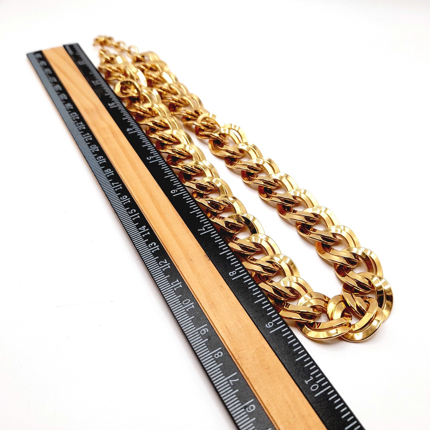 Vintage 1980s MONET Double Curb Chunky Chain Necklace, 20 Inches