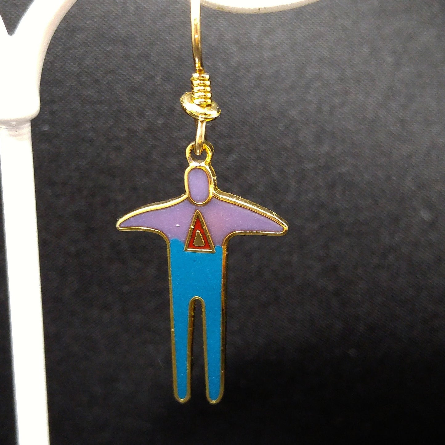 Vintage Laurel Burch Person Enamel 1980s Earrings, Gold Plated