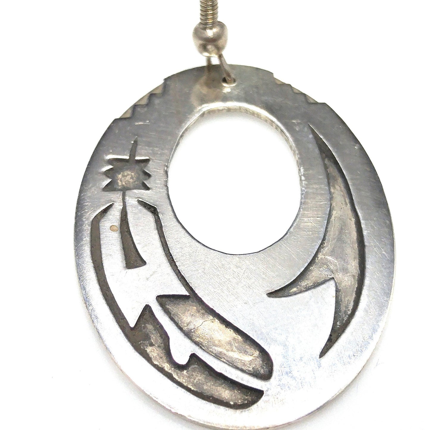 Silver Navajo Handmade Earrings, Unknown Mark, Vintage Jewelry