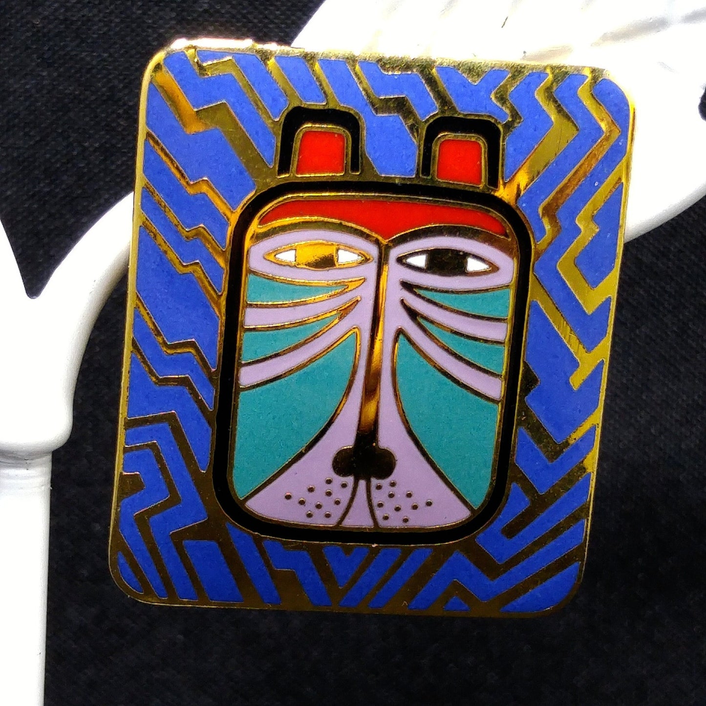 Laurel Burch "Toshio" Post Earrings, Gold Plated & Enamel Cloisonné, 1980s Vintage Jewelry