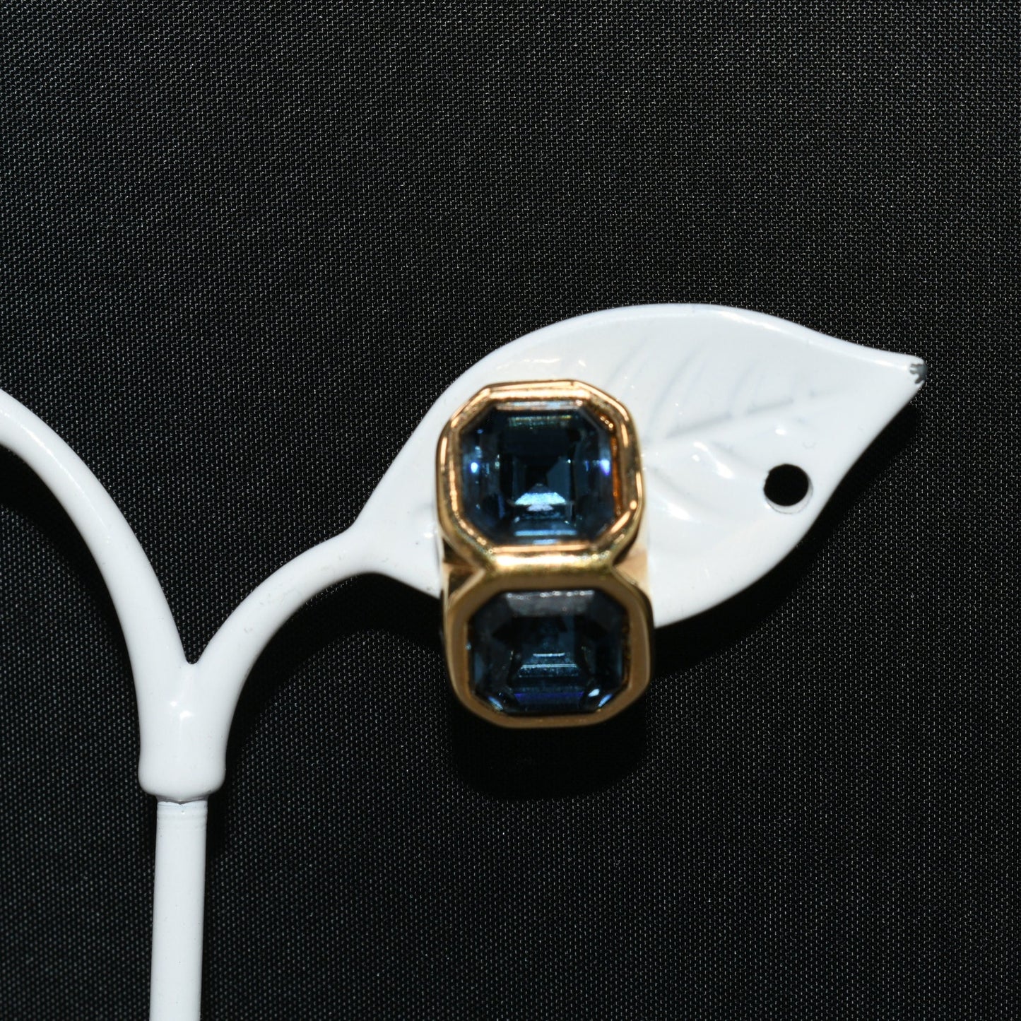 Edelweiss S.A.L. Swarovski Blue Clip Earrings, Gold Plated,  Vintage Jewelry