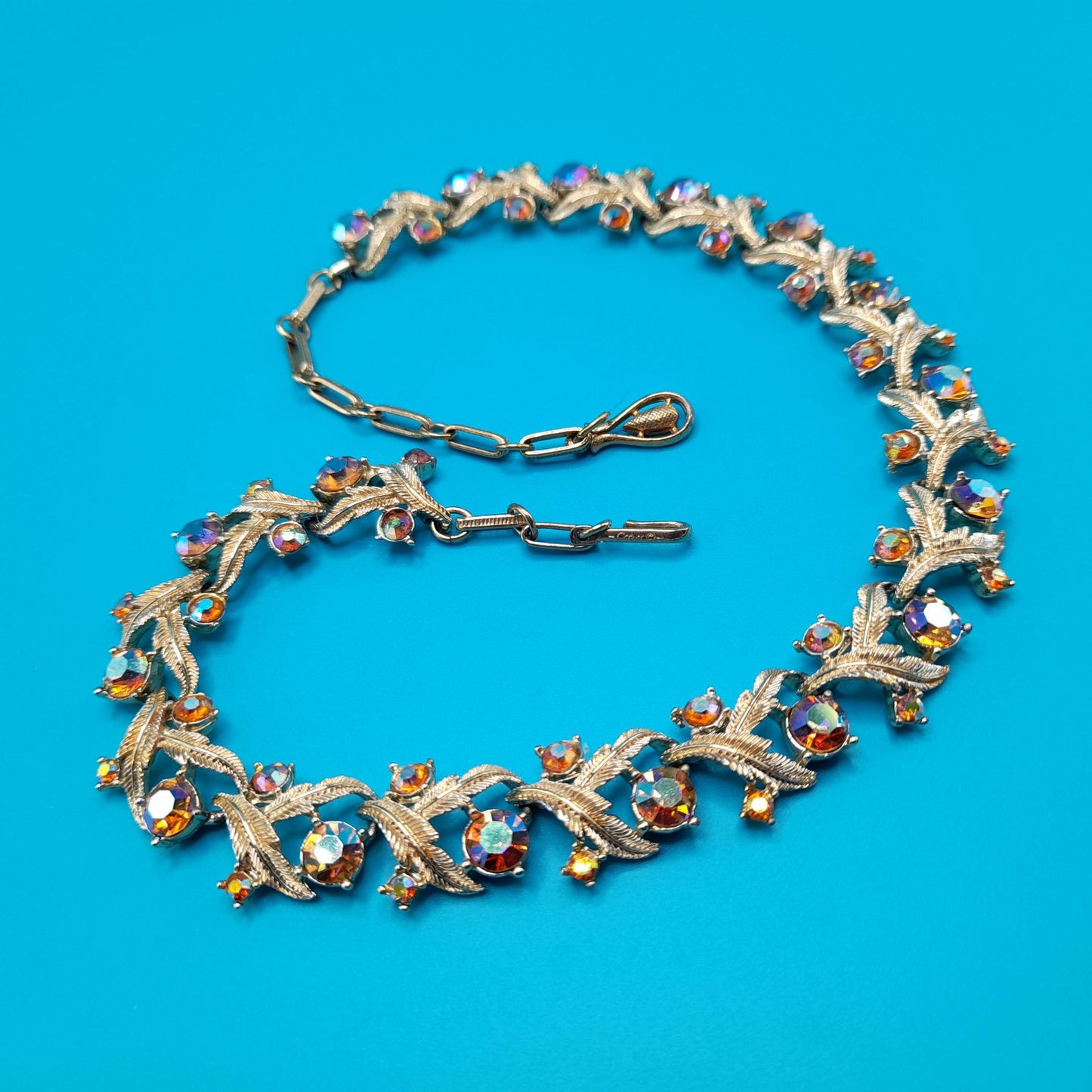 Vintage Coro Aurora Borealis Topaz Choker Necklace, 1960s, 16 Inches