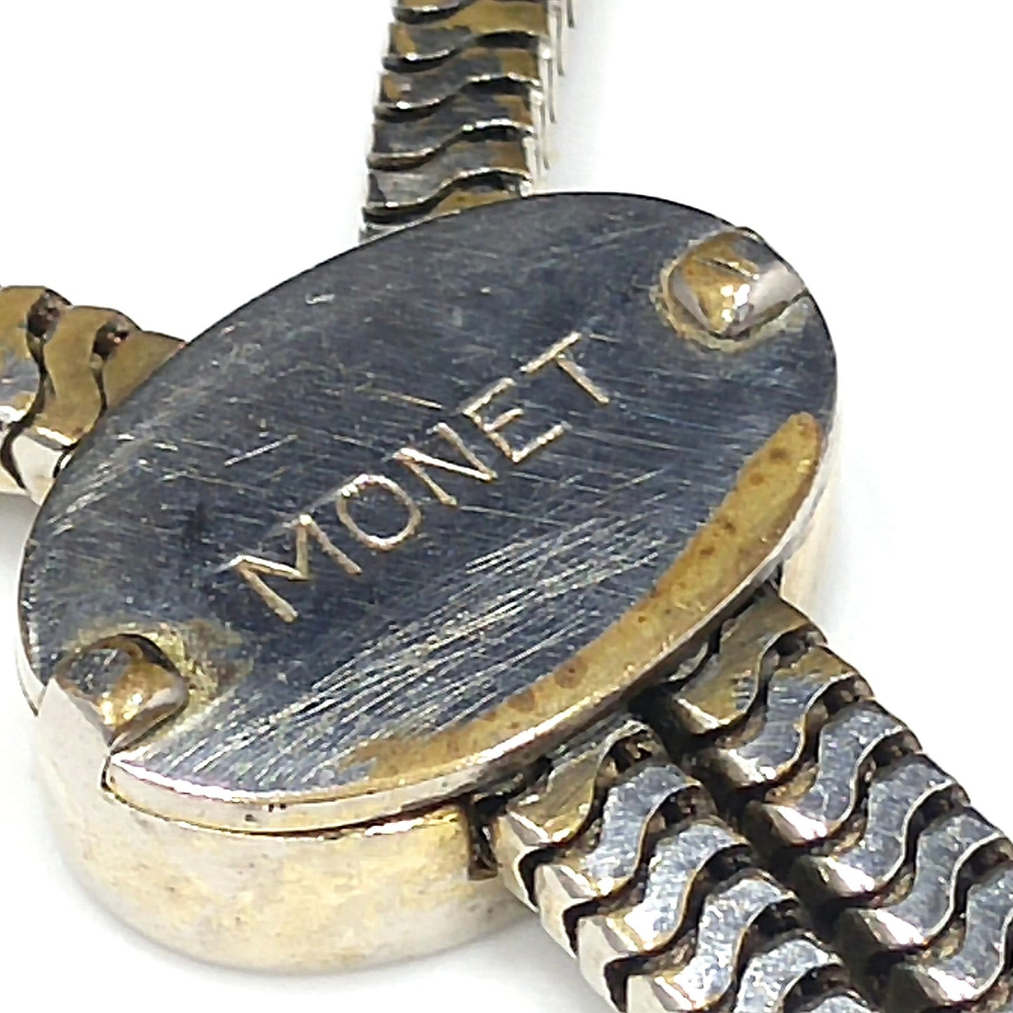 Mid Century MONET Collar Necklace, Tassel Down Back & Two Clasps, Gold Plated, 1950s Vintage Jewelry