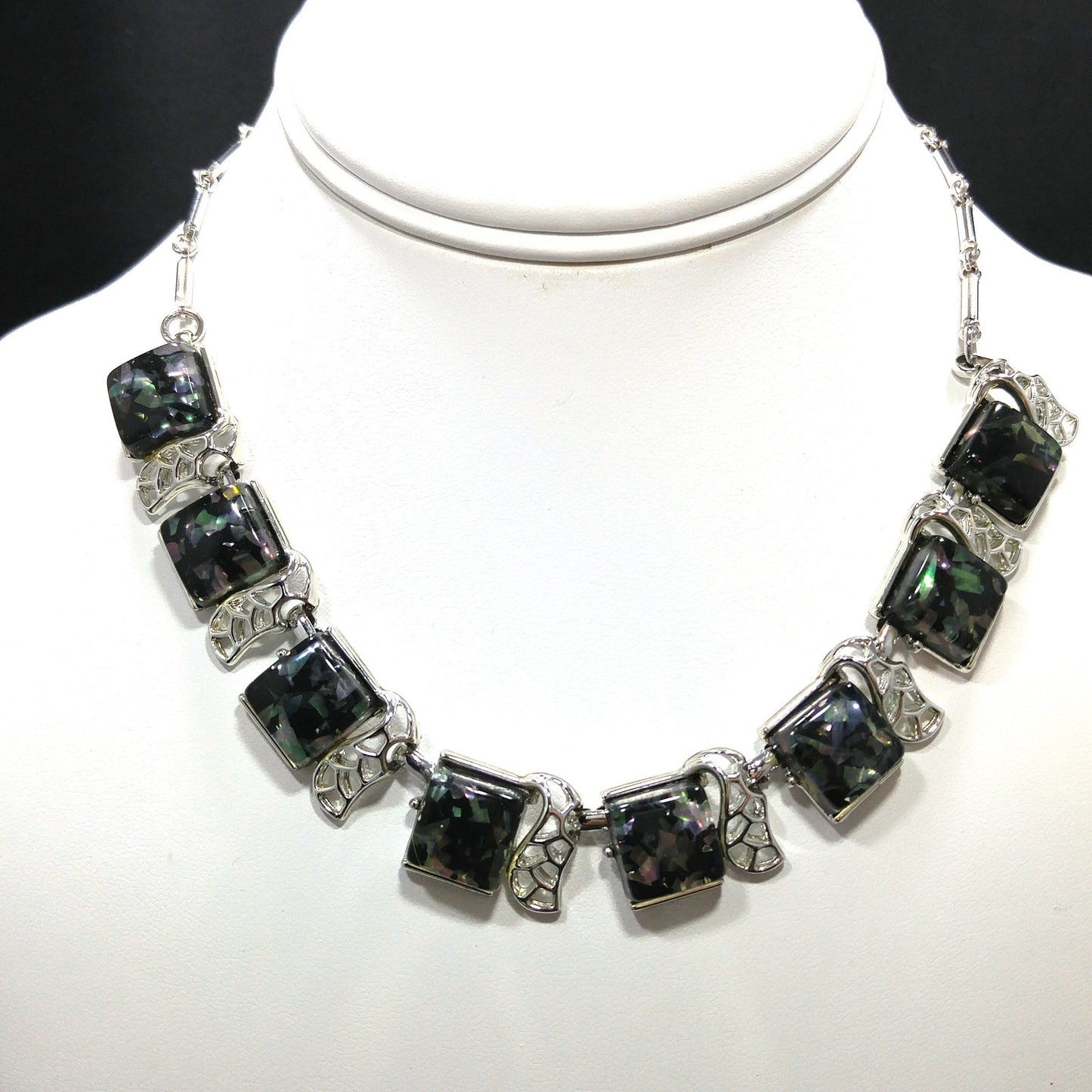 Coro Confetti Lucite Necklace Clip Earrings, 1950s Vintage Jewelry