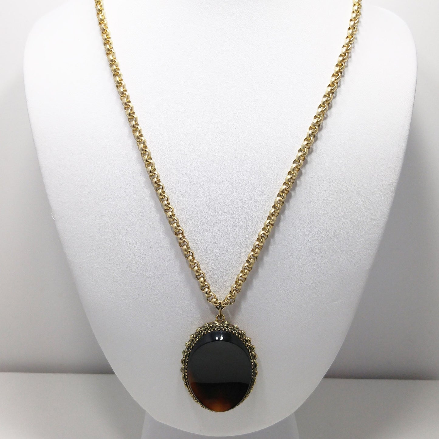 Whiting & Davis Brown Curved Pendant Necklace, 1960s Vintage Jewelry