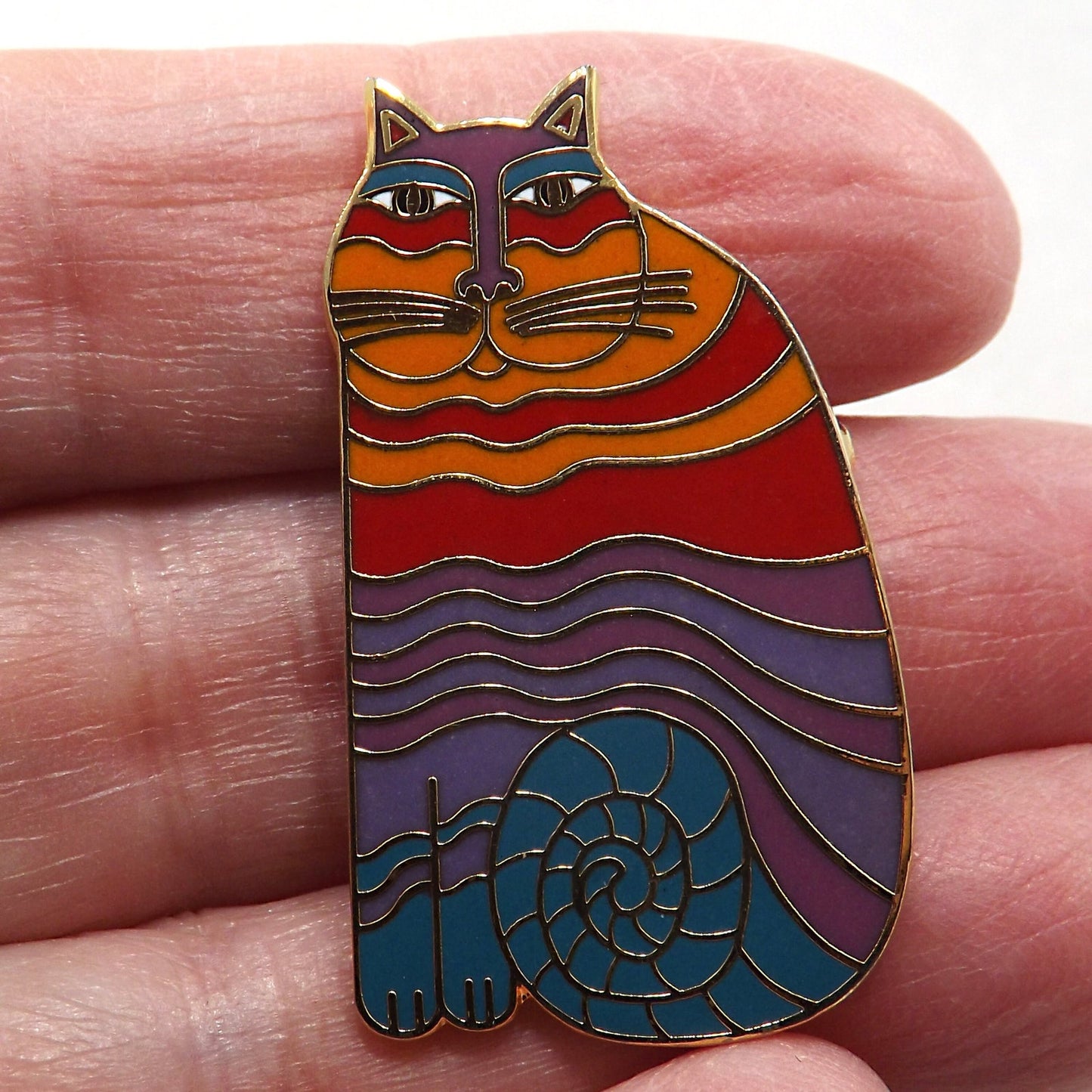 Laurel Burch "Rainbow Cats" Brooch, 1980s Vintage Jewelry
