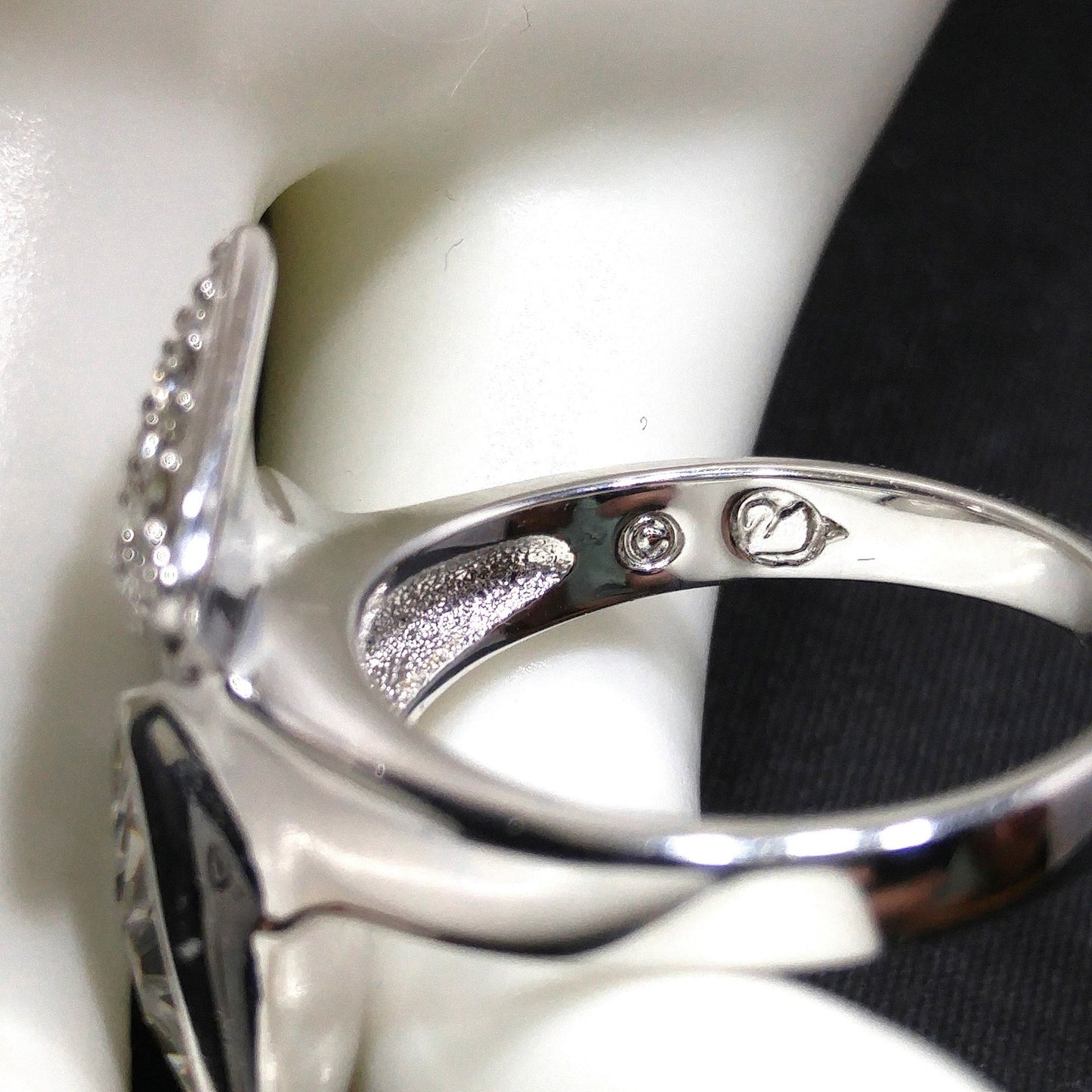 Swarovski Three Triangle Ring, Crystal & Pave, Rhodium Plated, Size 7.5