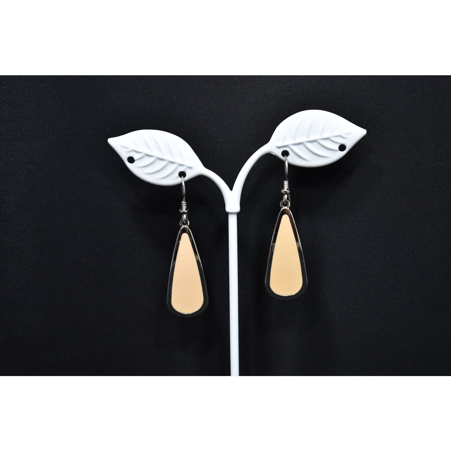 Laurel Burch Beige & Silver Tone Earrings, Gold Plated, 1980s Vintage Jewelry