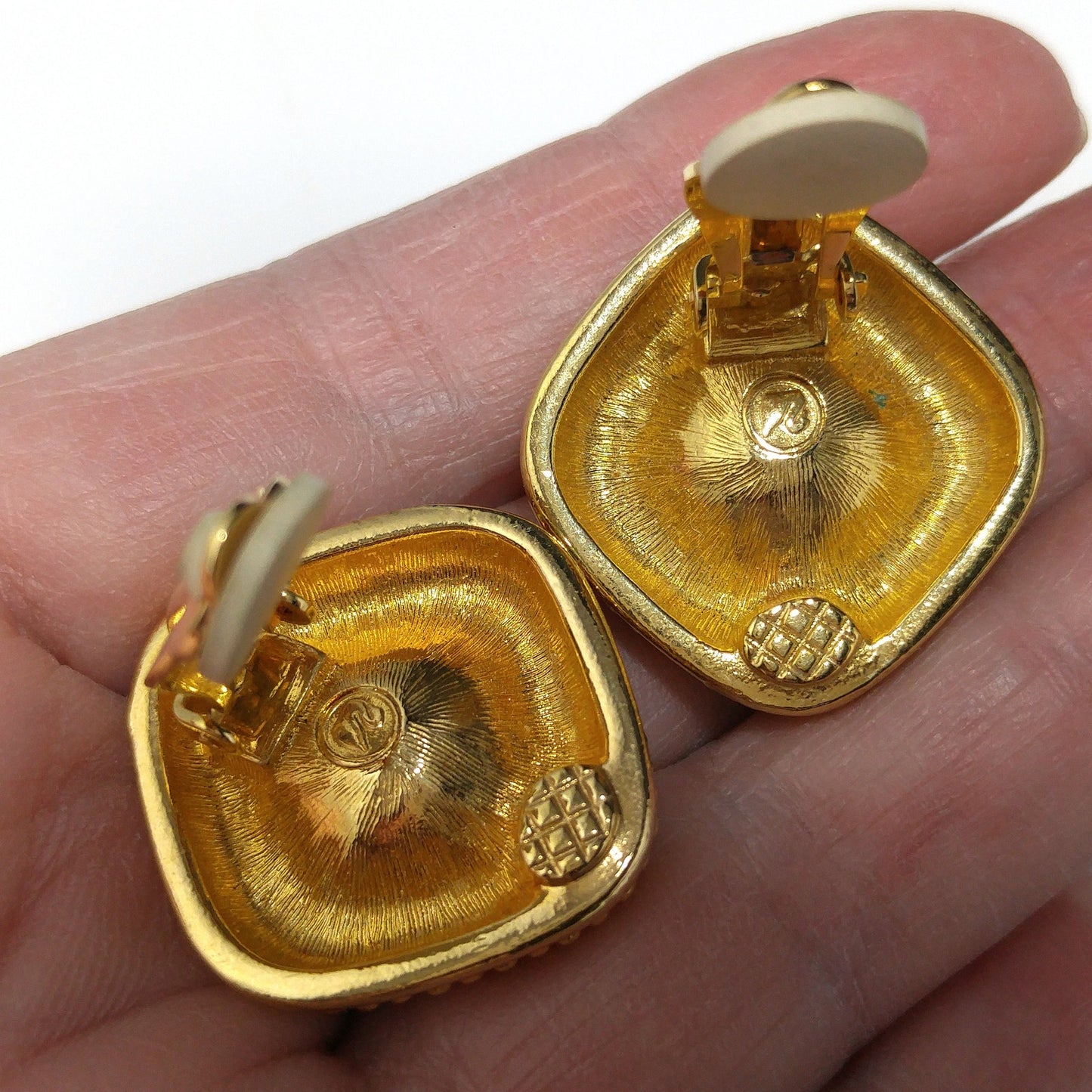 Swarovski Swan Logo Earrings, Emerald Green Crystal, Gold Plated Clip On, 1980s Vintage Jewelry
