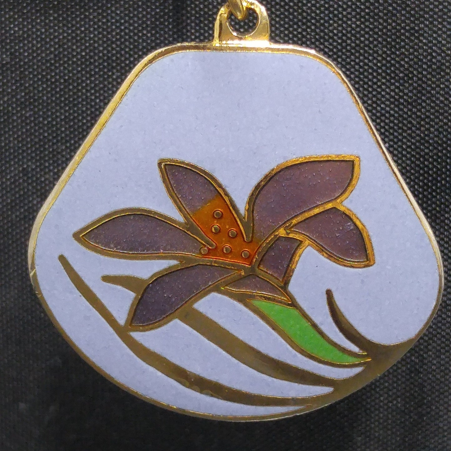 Vintage Laurel Burch Purple Lily Earrings, Cloisonne Enamel, Gold Plated