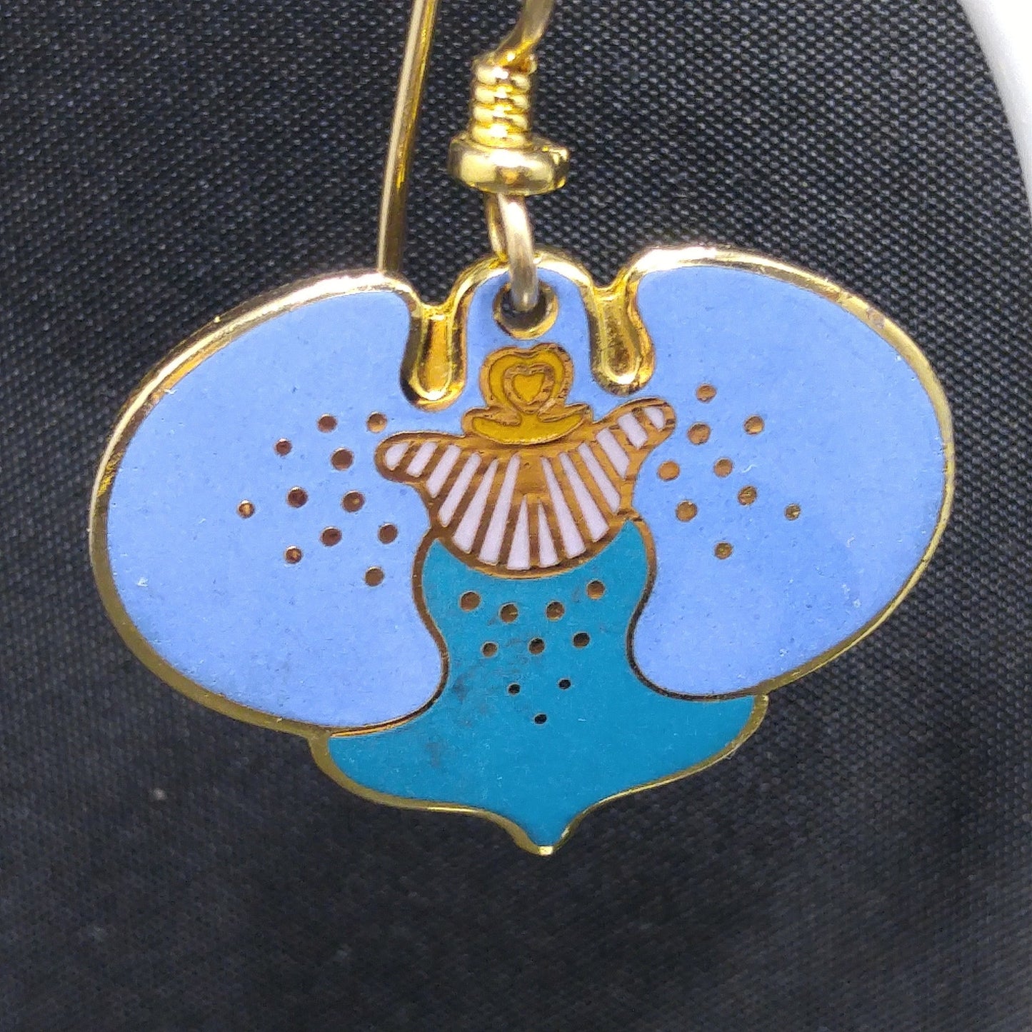Vintage Laurel Burch "Aarin" Blue Floral Earrings, Gold Plated