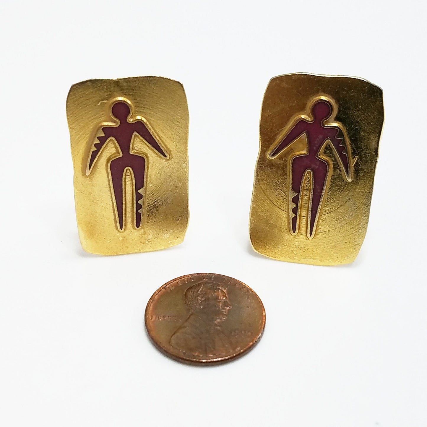 Vintage Laurel Burch "Old Soul" Clip Earrings, Gold Plated, 1980 Vintage Jewelry