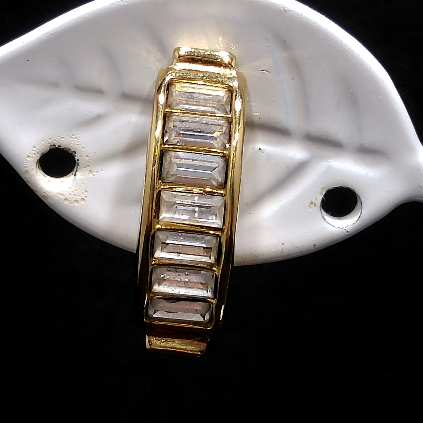Vintage Christian Dior Half Hoop Baguette Rhinestone Clip Earrings