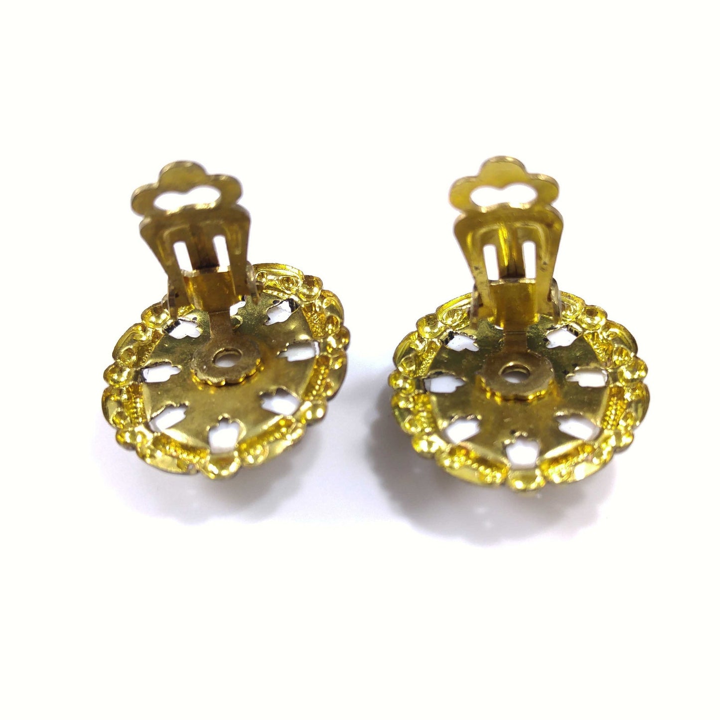 West Germany Loving Embrace Clip Earrings, Sand Glass, 1950s Vintage Jewelry