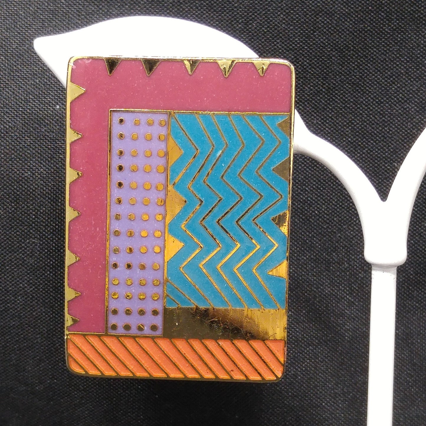 Vintage Laurel Burch "Lindsay" Clip Earrings, Large Geometric