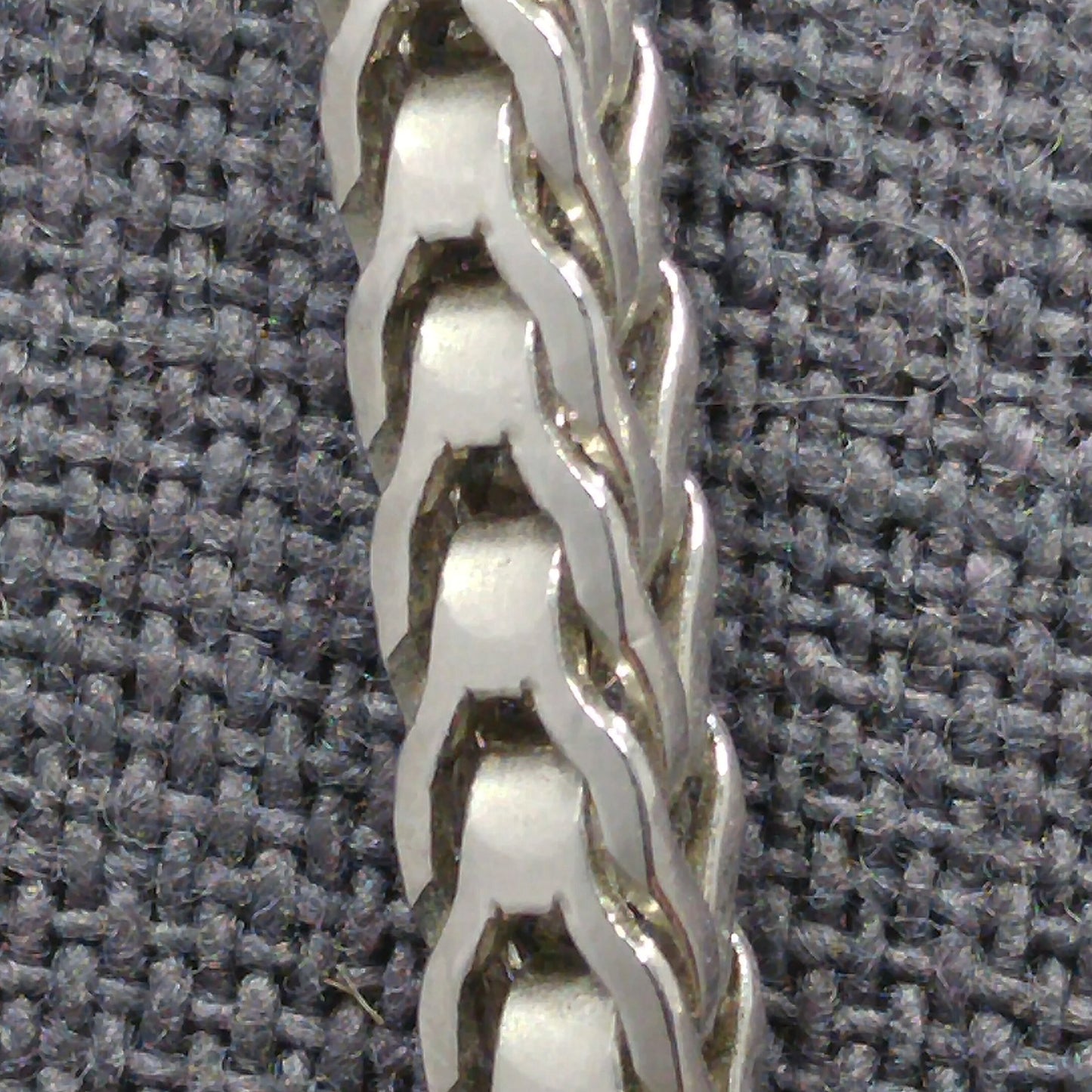 Monet Wheat Chain Necklace, Rhodium Plated, 24 Inches, 1980s Vintage Jewelry