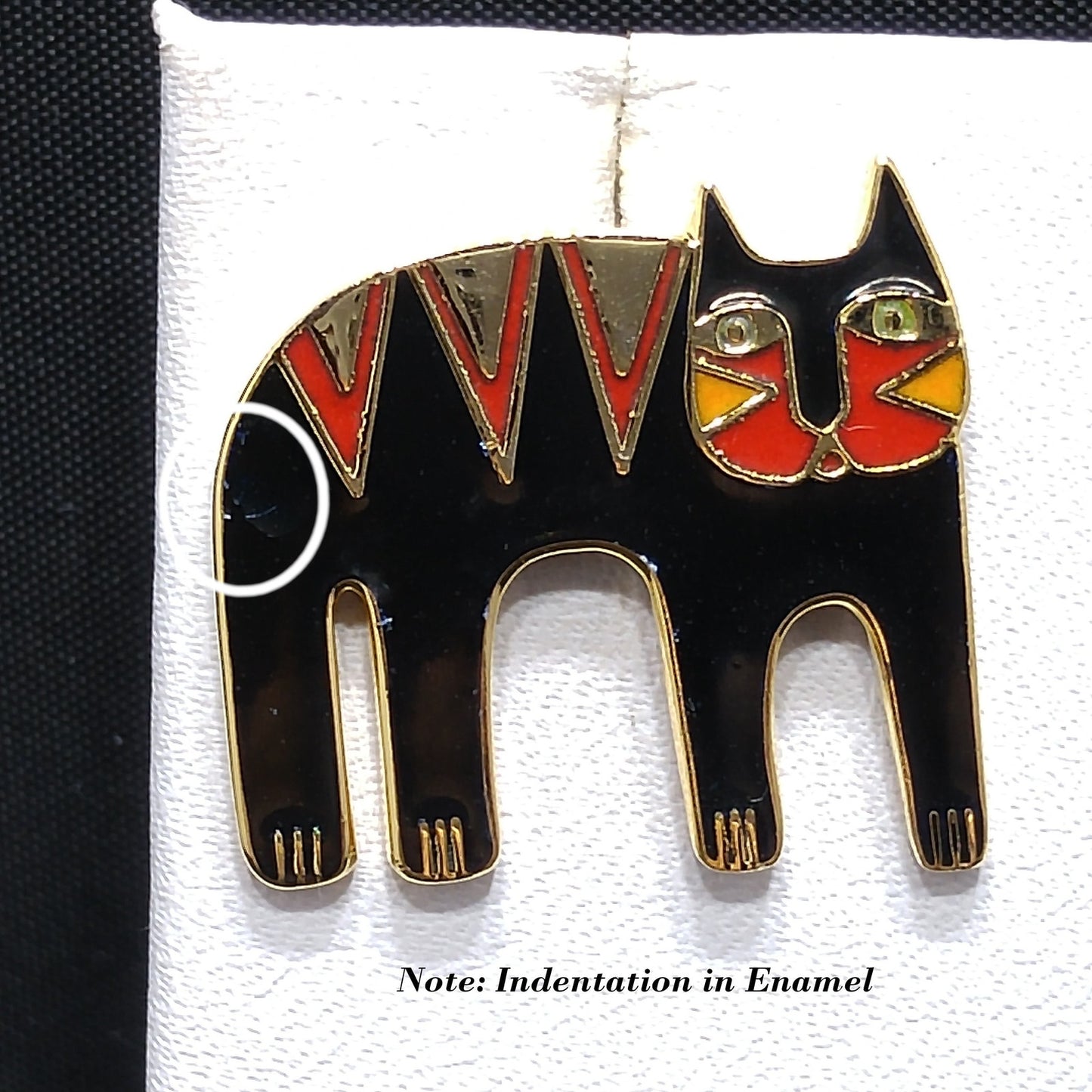 Vintage Laurel Burch Black Cat Post Earrings, Black Red Enamel, Gold Plated