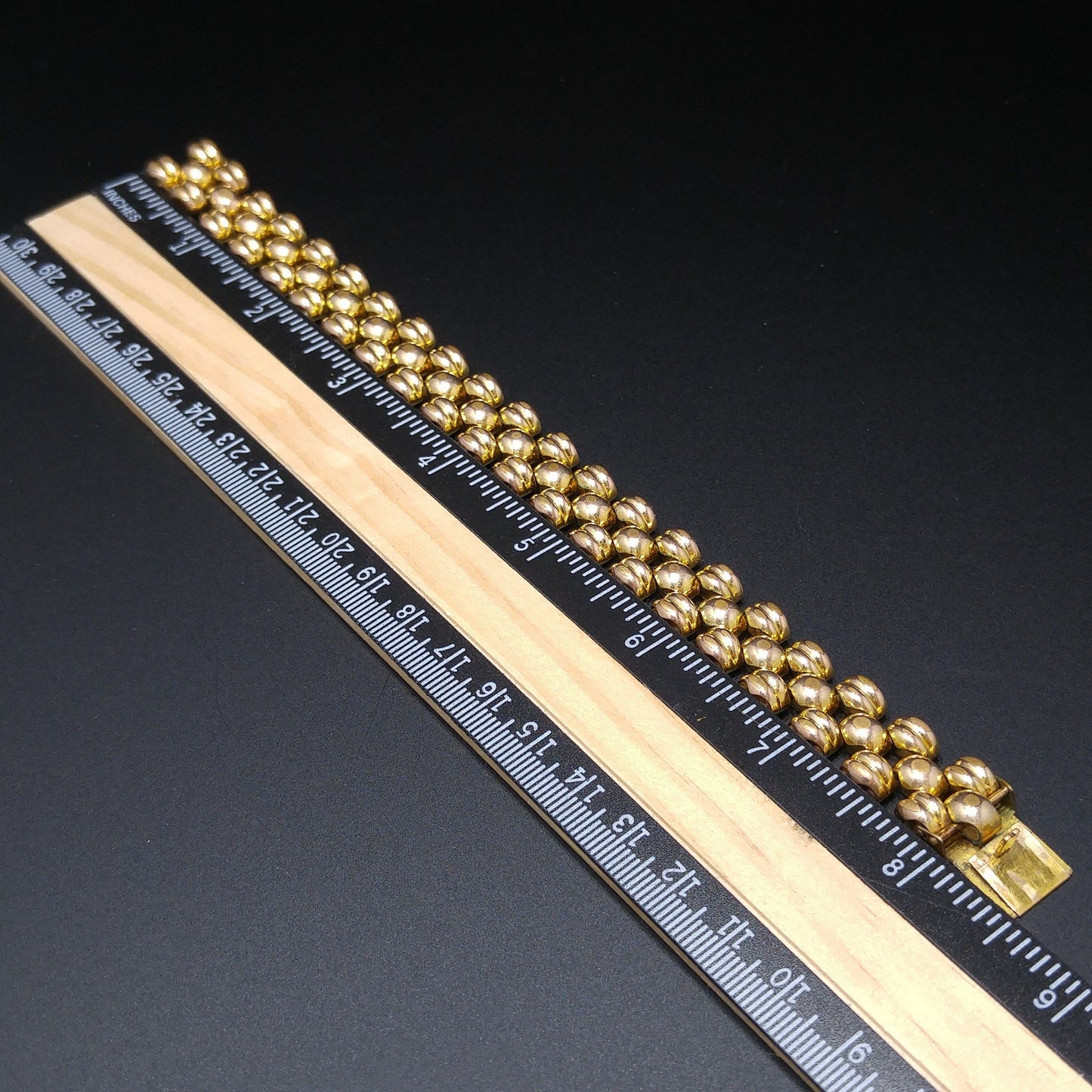 Switzerland Gold Bonded Link Bracelet, Plaque Orl, 2C Microns, 1960s Vintage Jewelry