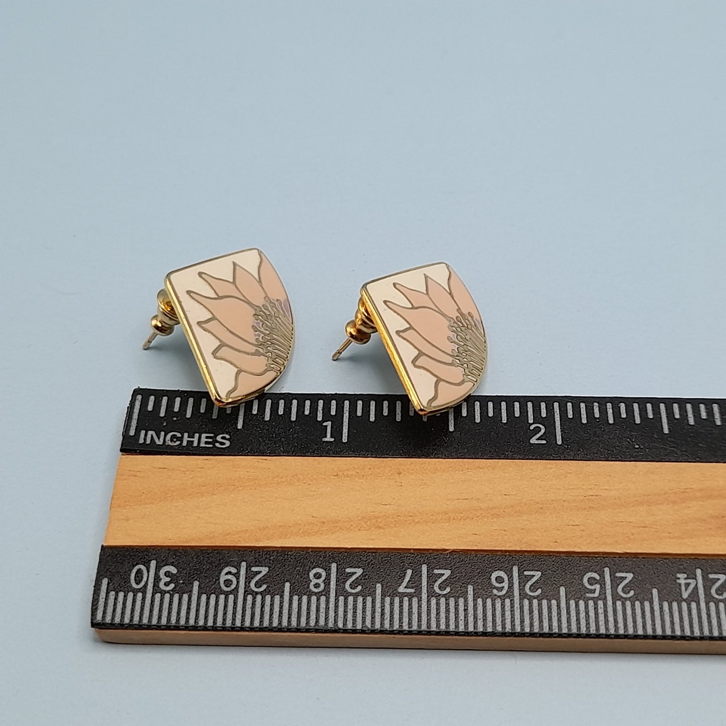 Vintage Laurel Burch Pink Flower Earrings - Gold Plated
