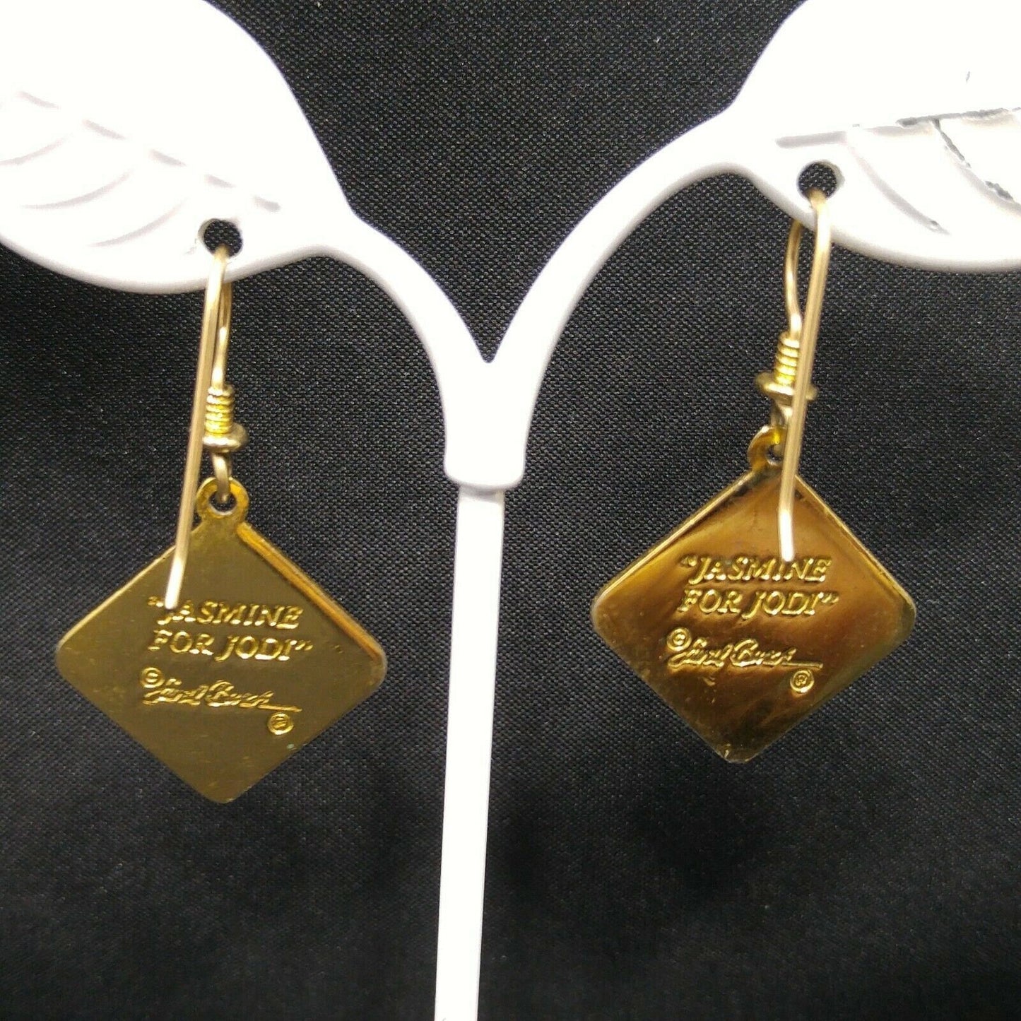 Vintage Laurel Burch "Jasmine For Jodi" Earrings, Pink Flower Gold Plated, 1980s