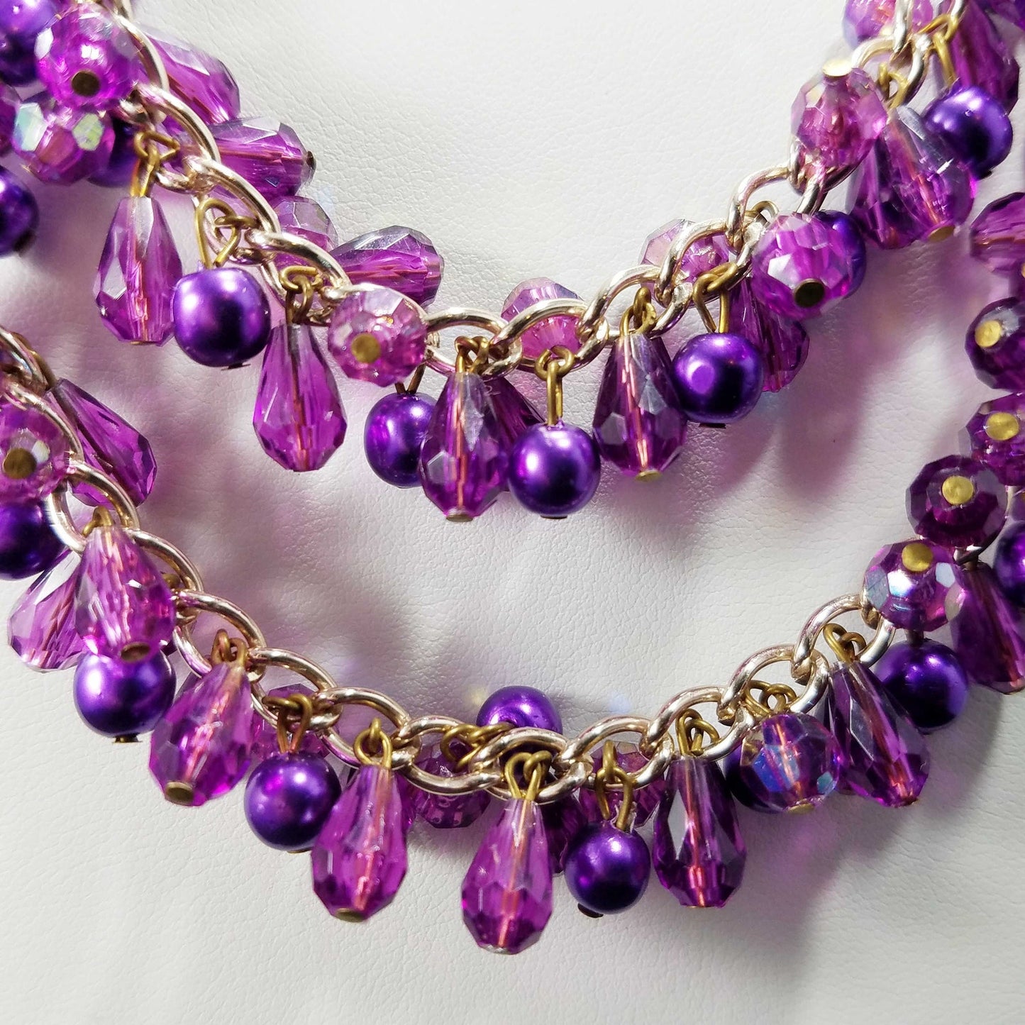 Western Germany Purple Gold Beaded Necklace, 1960s Vintage Jewelry
