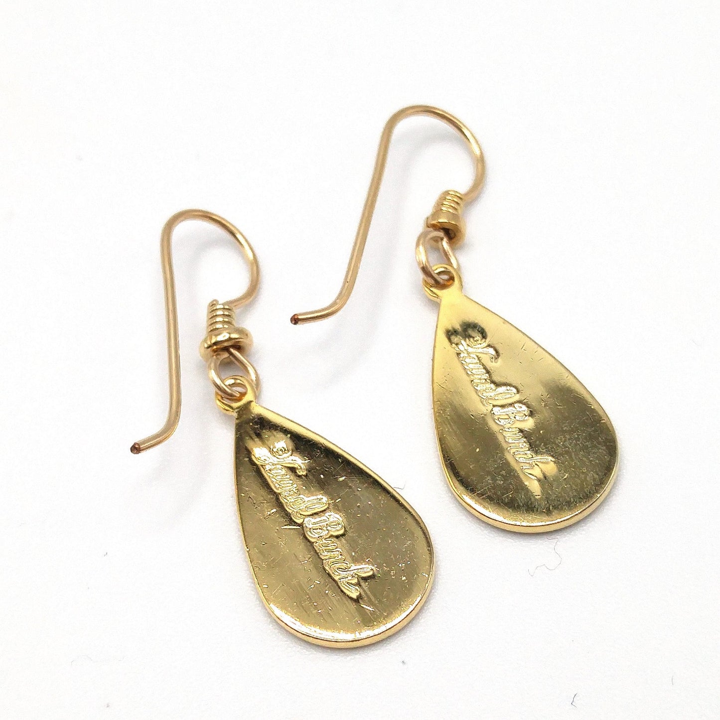 Vintage Laurel Burch Red Teardrop Earrings, Gold Plated, 1980s