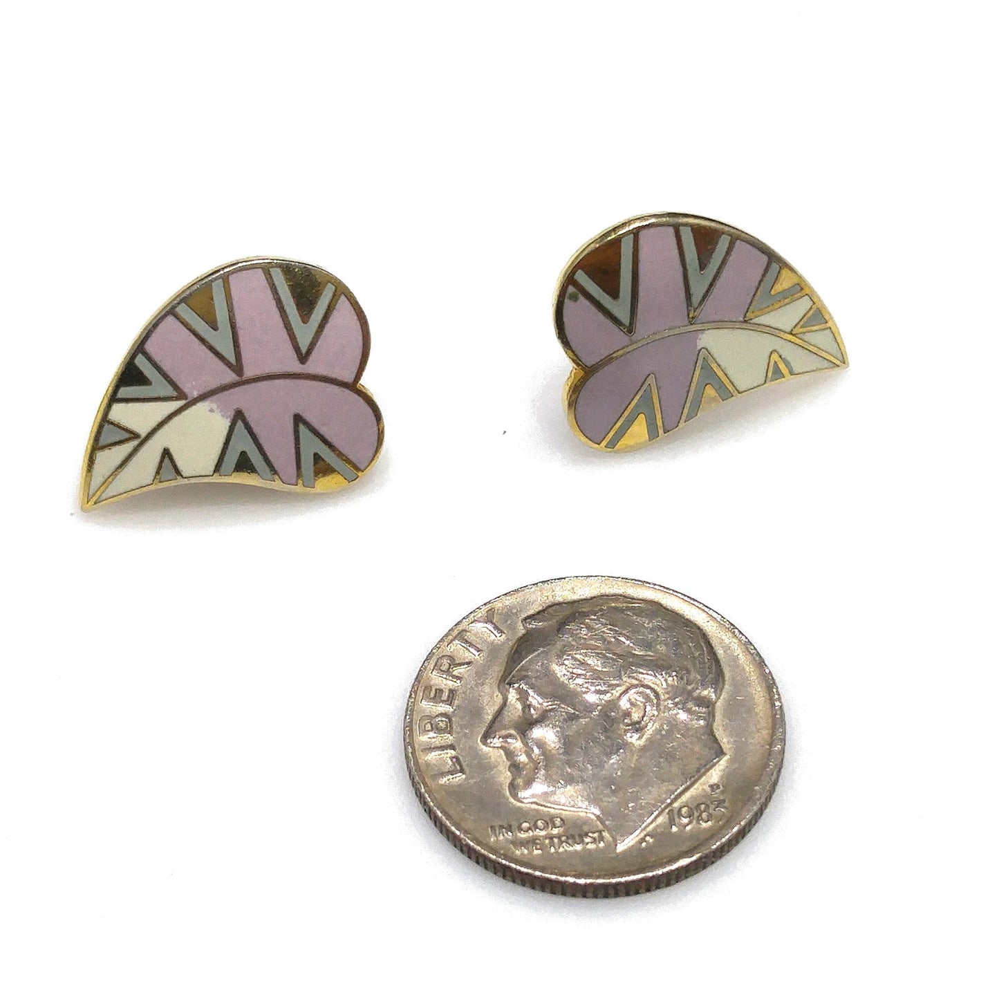 Laurel Burch "Petite Petal" Post Earrings, Lavender Leaves, Gold Plated, 1980s