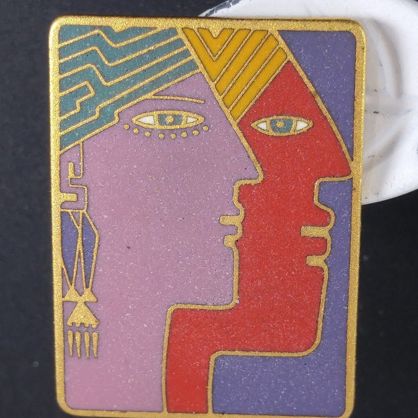 Vintage Laurel Burch "Soulmates" Post Earrings, Cloisonne & Gold Plated